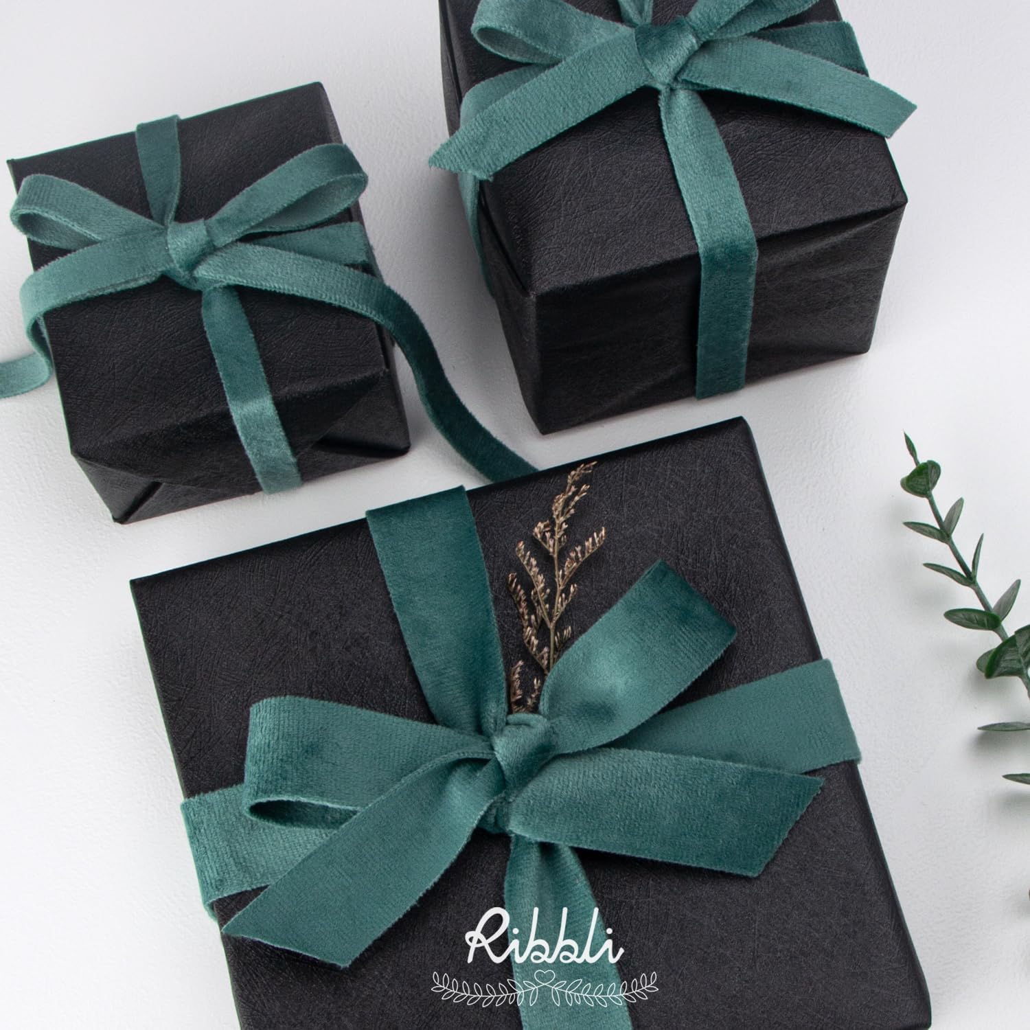Ribbli Cinta de terciopelo verde polvoriento, doble cara, carrete de 1 pulgada, cinta verde de 10 yardas, uso para adornos de árbol de Navidad,