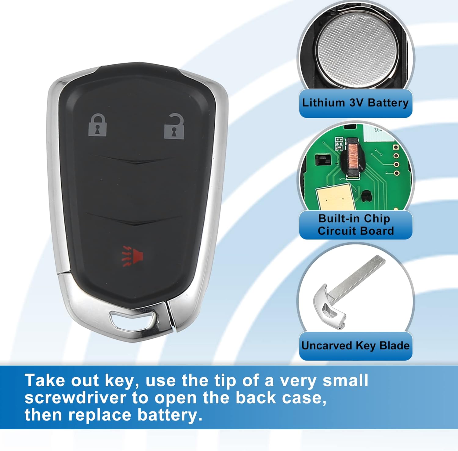X AUTOHAUX HYQ2AB – Llavero de repuesto para automóvil de 3 botones sin llave, control remoto para Cadillac SRX 2015-2016 315MHz