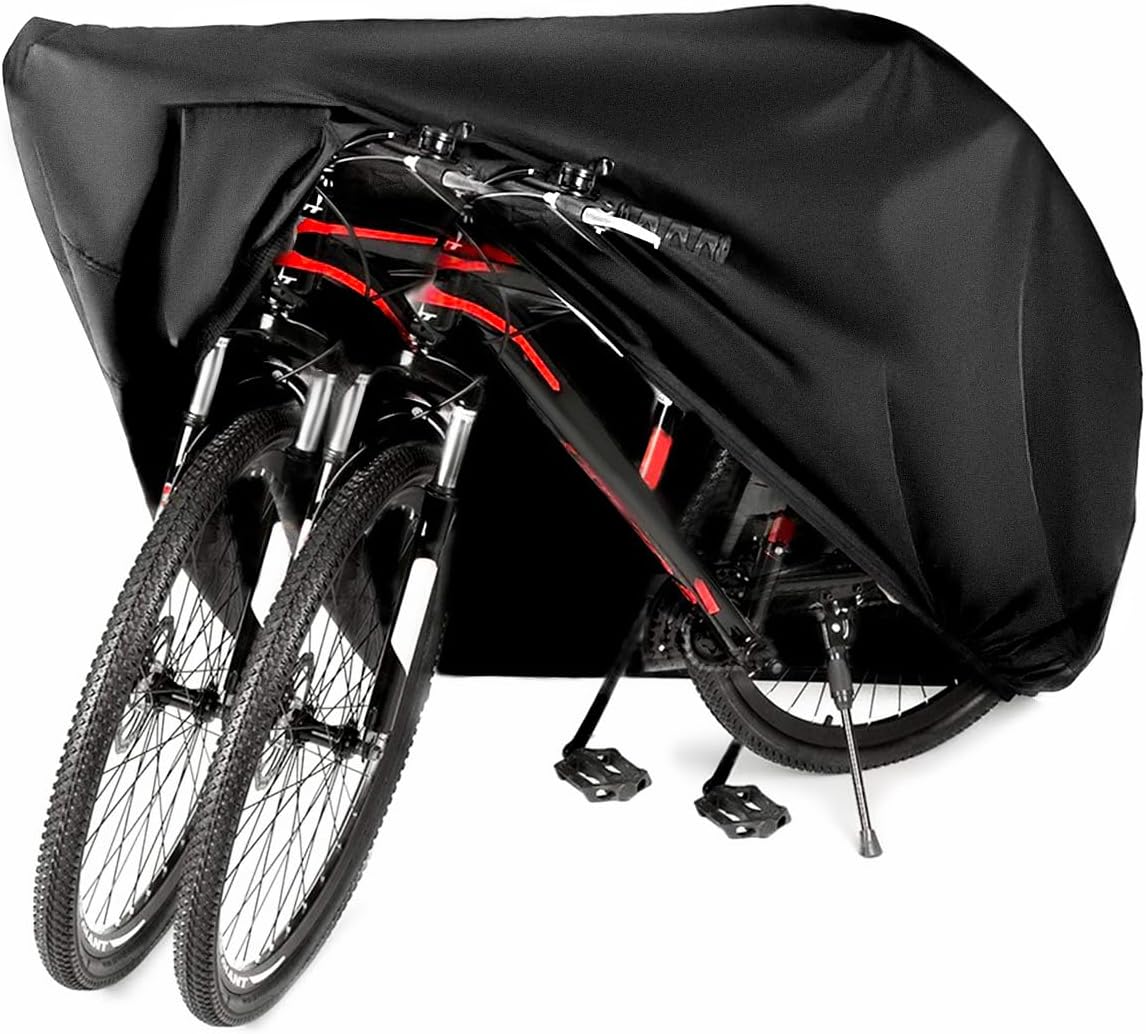 Funda para bicicleta para 2 bicicletas, 210D Oxford para exteriores, impermeables, con orificio de bloqueo, protección para todo tipo de clima,