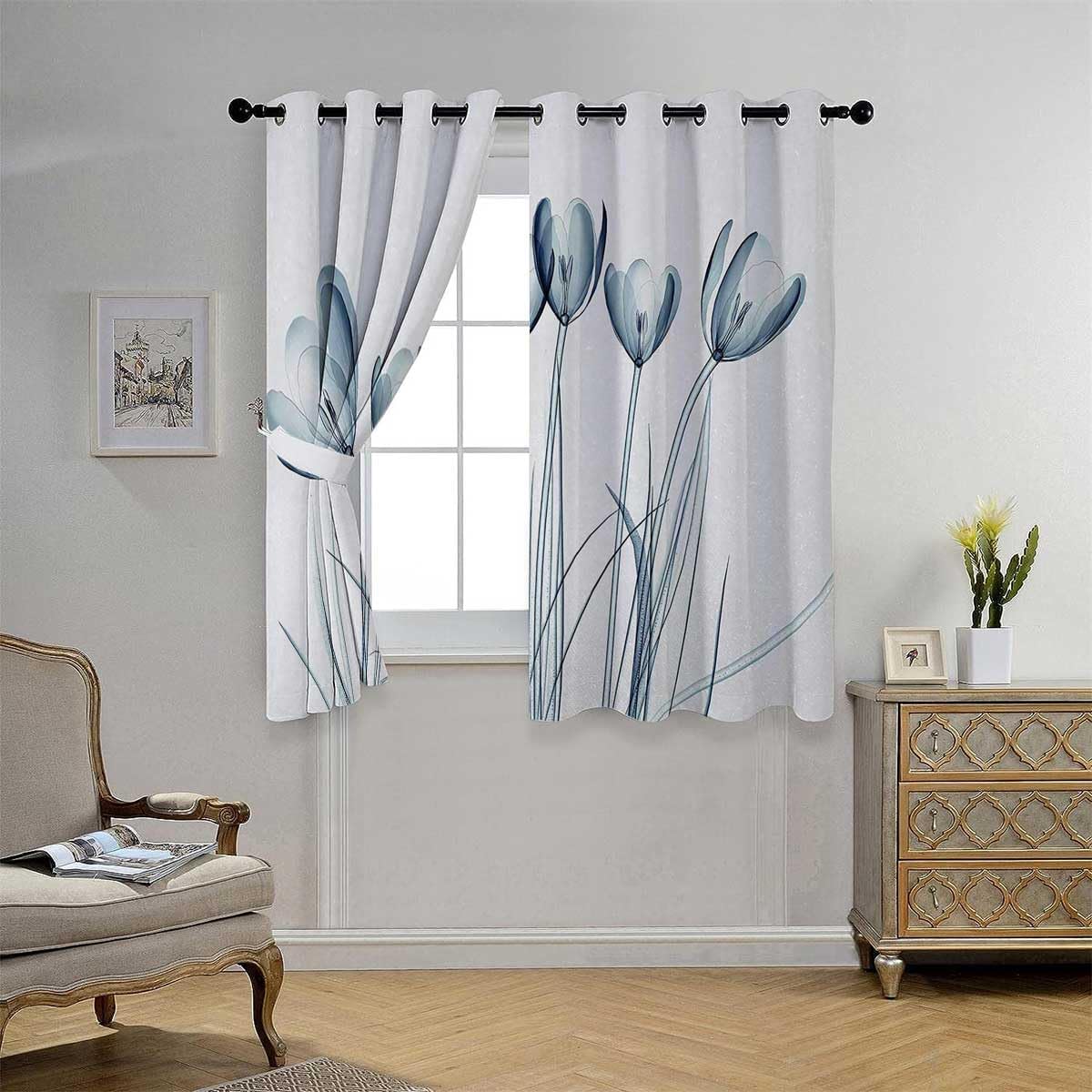 YANFENQI Cortina para Dividir Habitacion Flower Grommet Short Door Alternatives Cortinas para Ventanas De Cuarto 72Inch Width by 72Inch Length,2