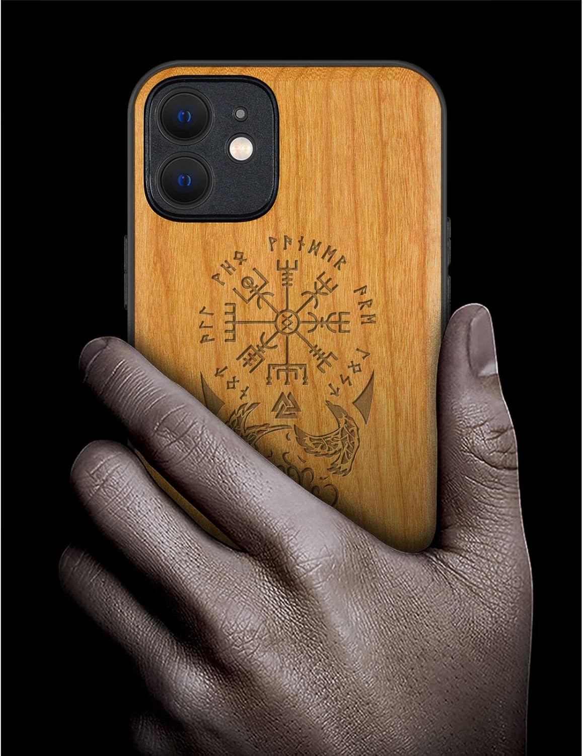 Carveit Funda magnética de madera para iPhone 12 madera real dura y TPU suave a prueba de golpes, funda protectora híbrida única y elegante de