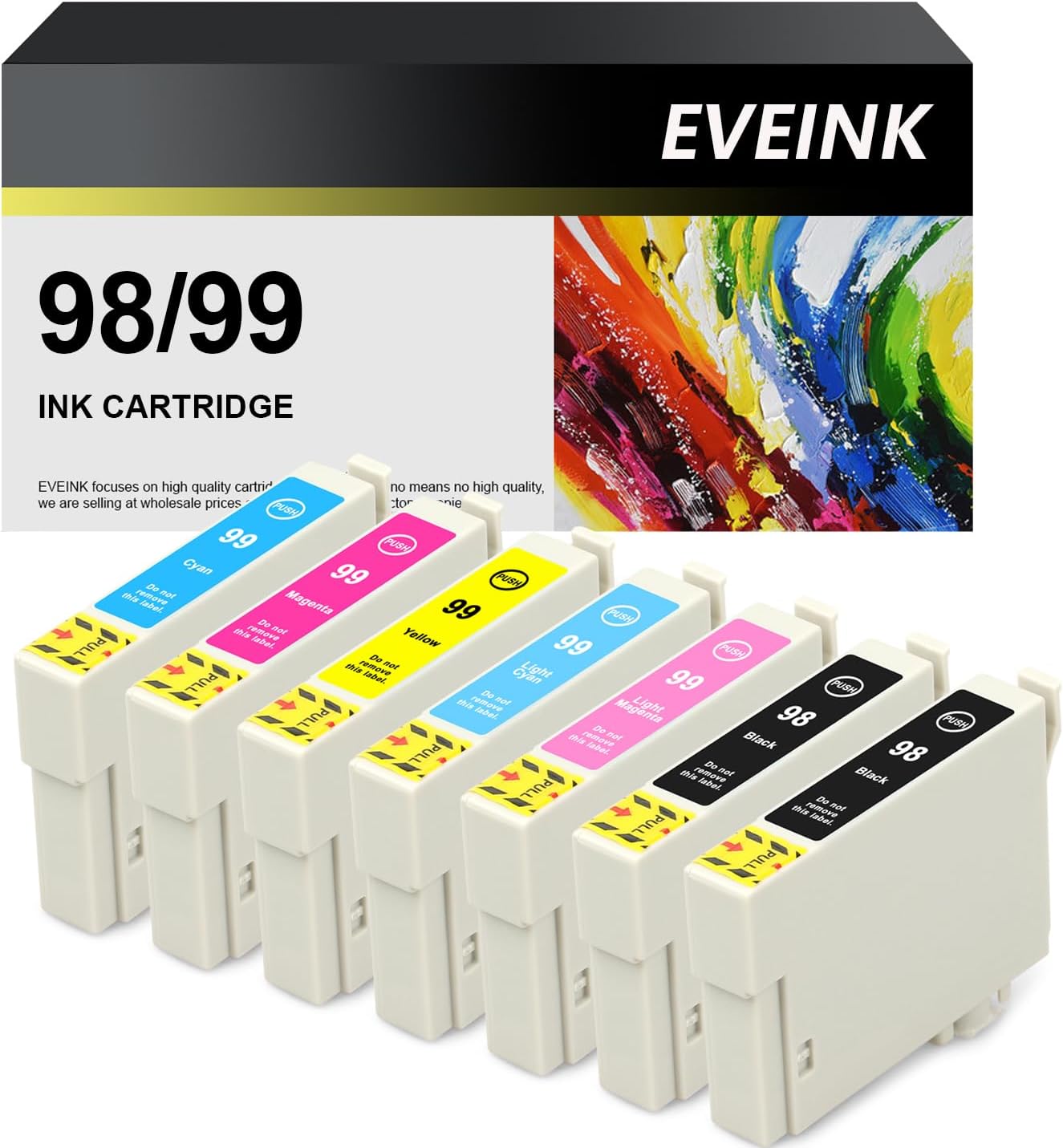 Cartucho de tinta 98 99 remanufacturado T098 T099 de repuesto para impresora Epson Artisan 800 810 835 837 700 710 725 730 (paquete de 7)