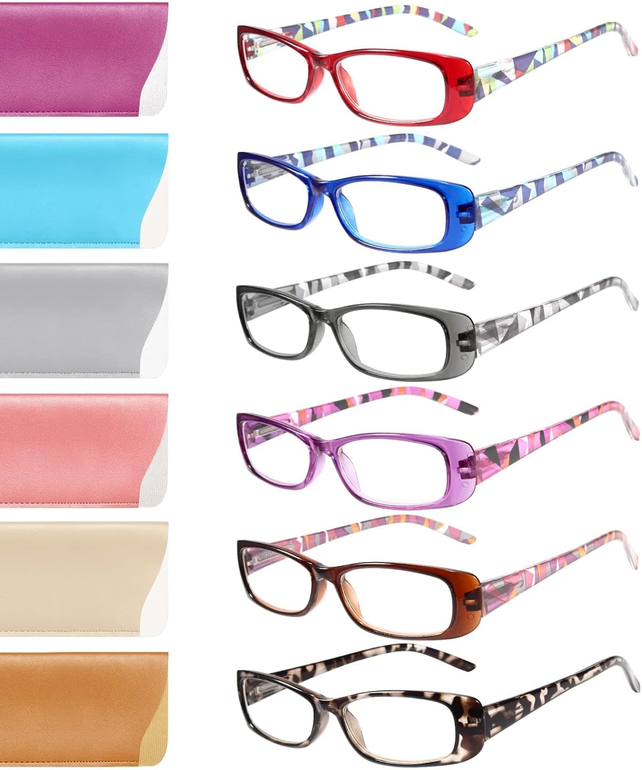 Gaoye 6 Pack Reading Glasses for Women, Blue Light Readers for Women Men, Anti Eye Strain Computer Reading Eye Glasses