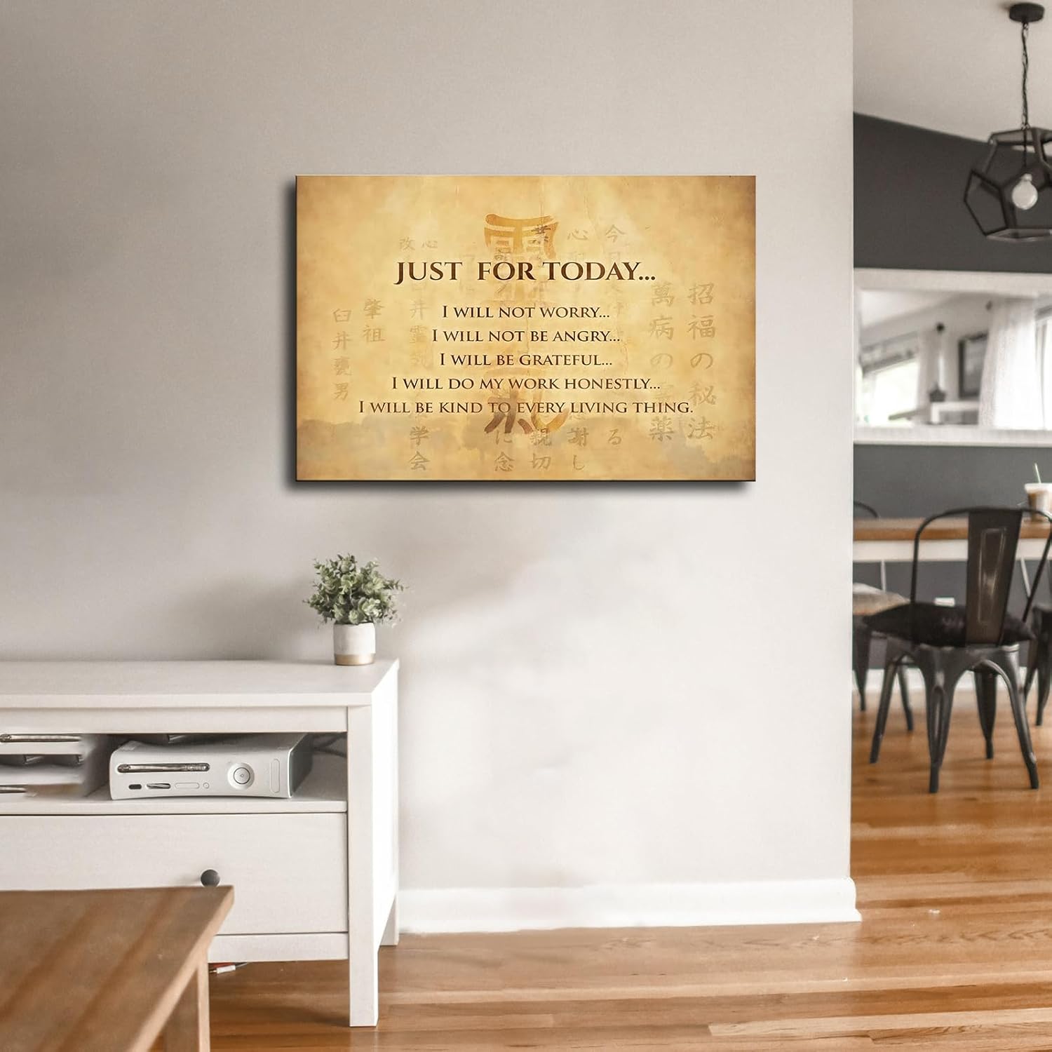 ULLiaN Póster de principios de Reiki, decoración espiritual, impresión en lienzo, arte de pared para dormitorio, carteles para dormitorio (12 x 18
