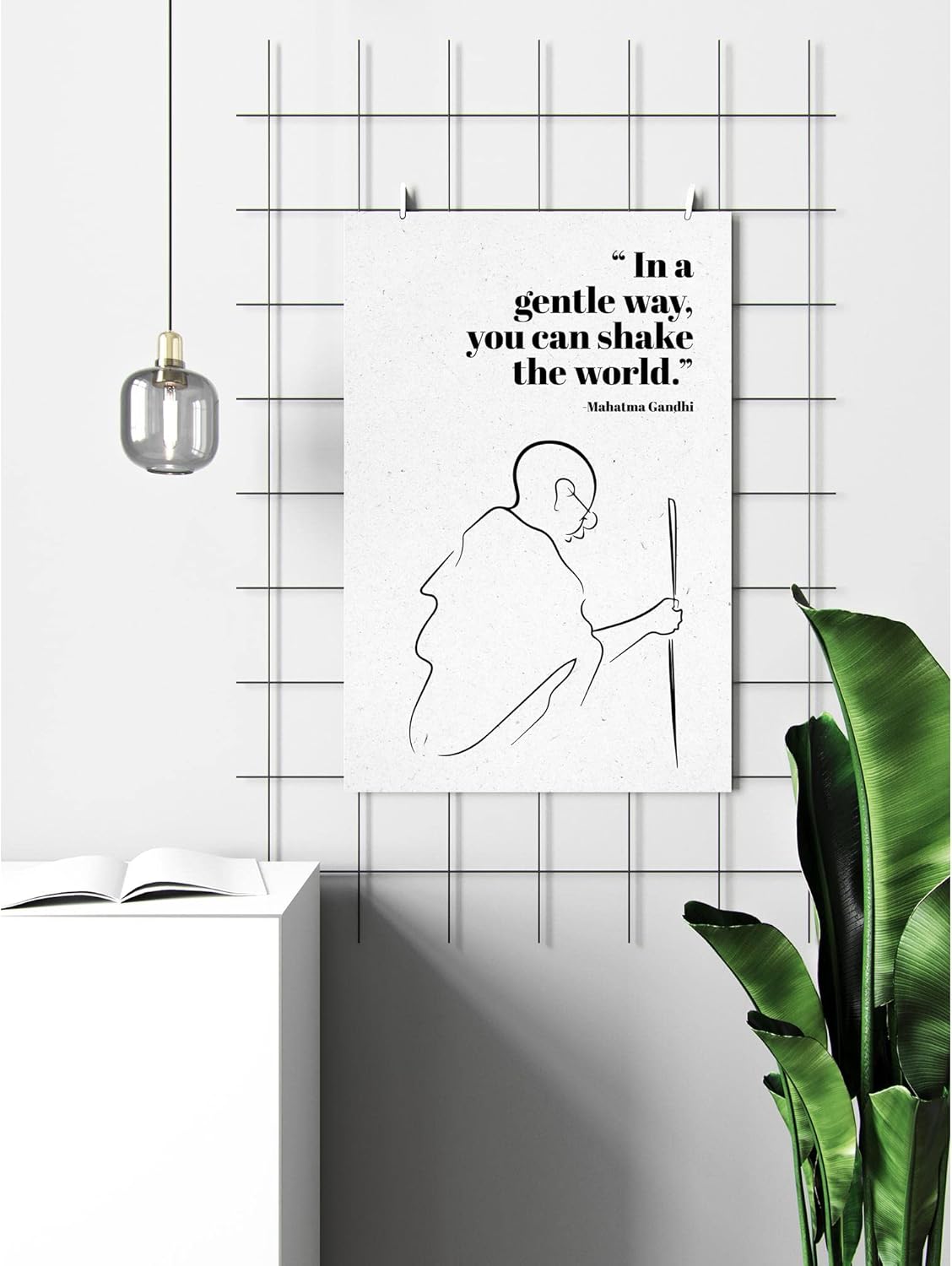 FESOGO In A Gentle Way You Can Shake The World Mahatma Gandhi – Arte de pared con texto en inglés “In A Gentle Way You Can Shake The World” – Arte