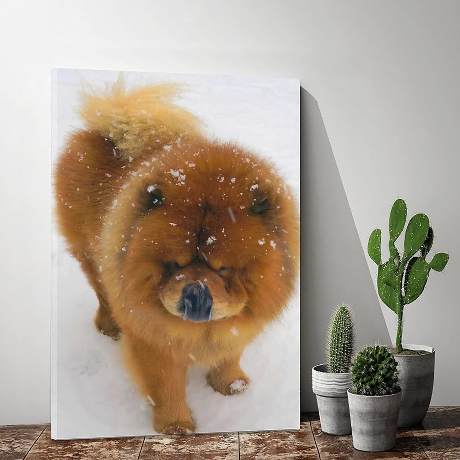 Póster de animales Snow Chow Chow Dog lienzo póster para decoración de dormitorio, paisaje deportivo, oficina, habitación, regalo, póster de lienzo