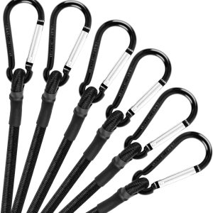 Cuerda elástica de 12 pulgadas con gancho de mosquetón, cuerdas elásticas negras de 13 pulgadas de grosor, correas elásticas resistentes al aire Cuerda elástica de 12 pulgadas con gancho de mosquetón, cuerdas elásticas negras de 13 pulgadas de grosor, correas elásticas resistentes al aire