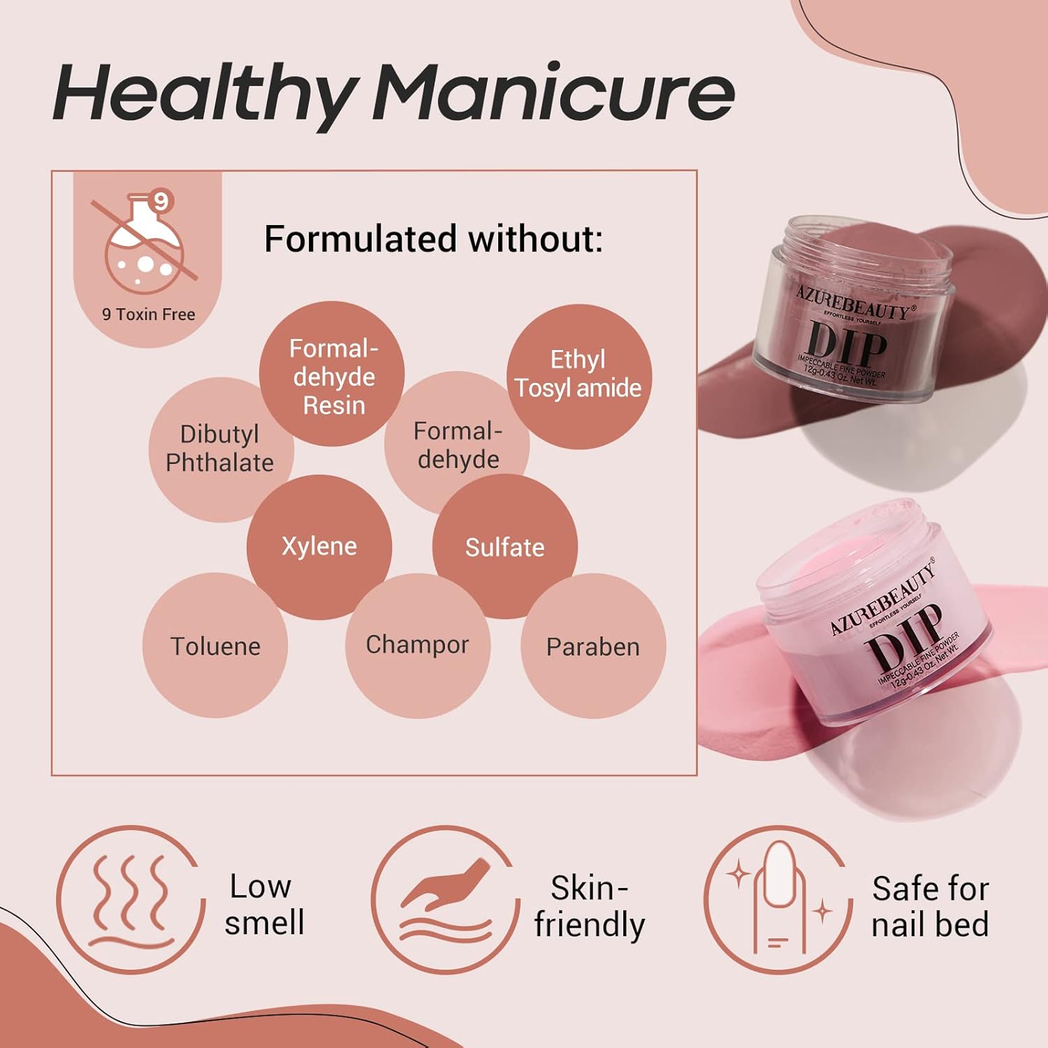 AZUREBEAUTY – Kit de iniciación de polvo de inmersión para uñas, 8colores, tonos de piel marrón natural, rosa neutro, profesional, bandeja con