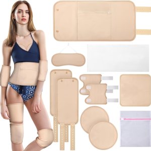 Juego de 11 piezas de aceite de ricino, juego de aceite de ricino reutilizable de franela para cintura, cuello, pechos, codo con correa ajustable y Juego de 11 piezas de aceite de ricino, juego de aceite de ricino reutilizable de franela para cintura, cuello, pechos, codo con correa ajustable y