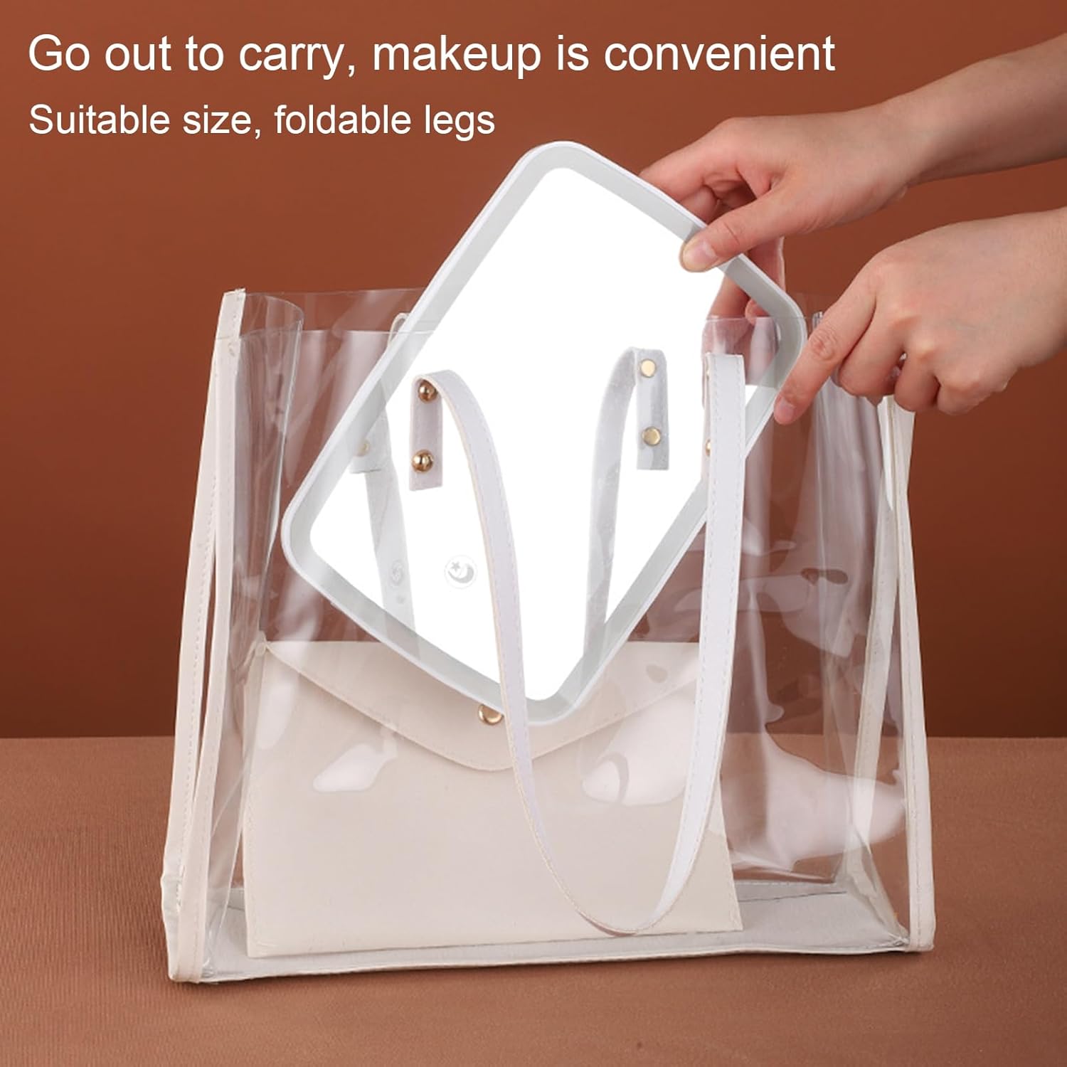 YESBAY Espejo de maquillaje LED con 3 modos de luz, espejo de maquillaje portátil de viaje, espejo cosmético personal, plegable, cuadrado,