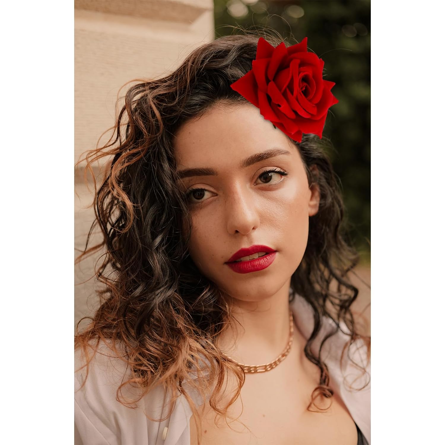 6 pinzas para el pelo de rosas rojas para mujeres y niñas, broches de flores, broches florales, pinzas de tela con rosas para el cabello, accesorios