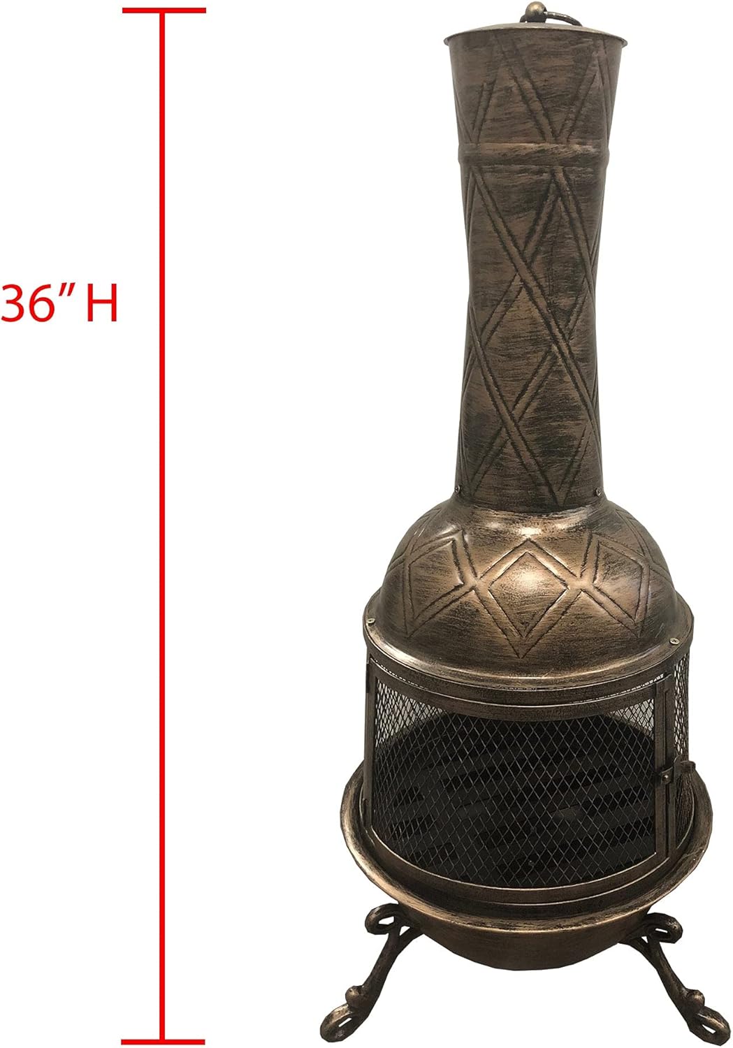 Oakland Living Chimenea de diamante de hierro forjado con acabado de bronce Corporation