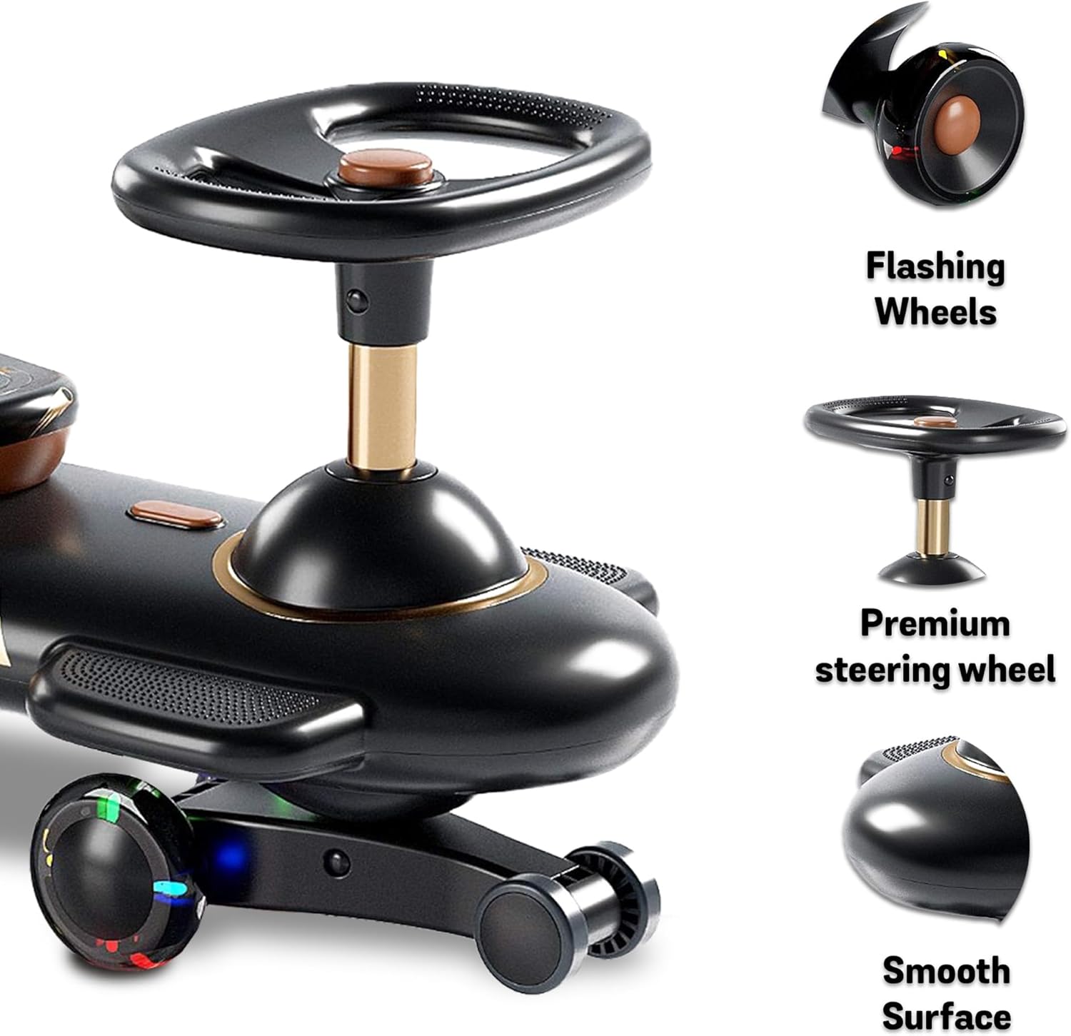 N1 Wiggle – Auto oscilante para niños, juguete de montar con ruedas LED intermitentes, sin baterías, utiliza giro, giro, movimiento de movimiento