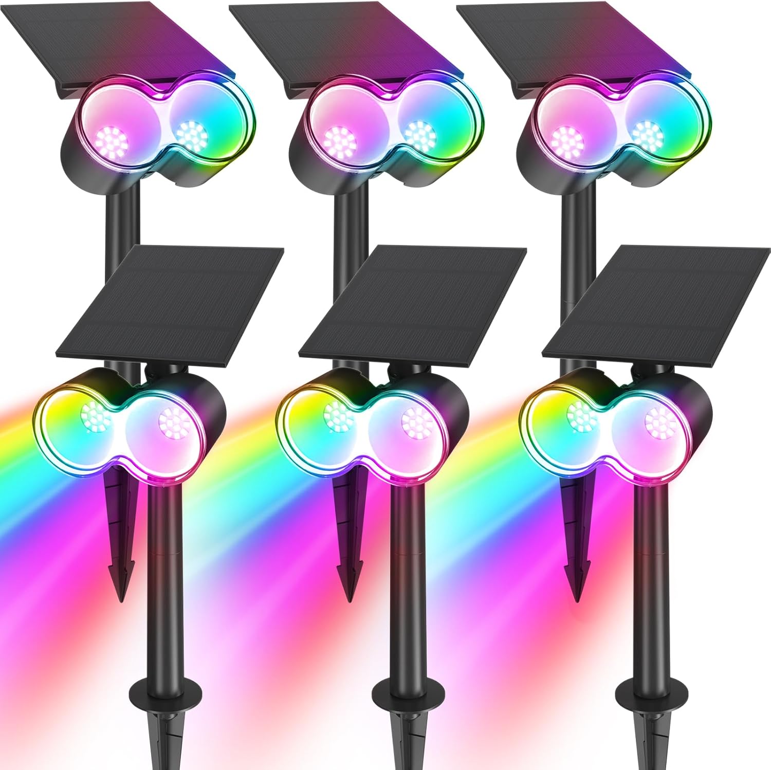 Barrina Luces solares para exteriores, 360 horizontales ajustables, 24 focos solares LED impermeables para exteriores, luces solares que cambian de