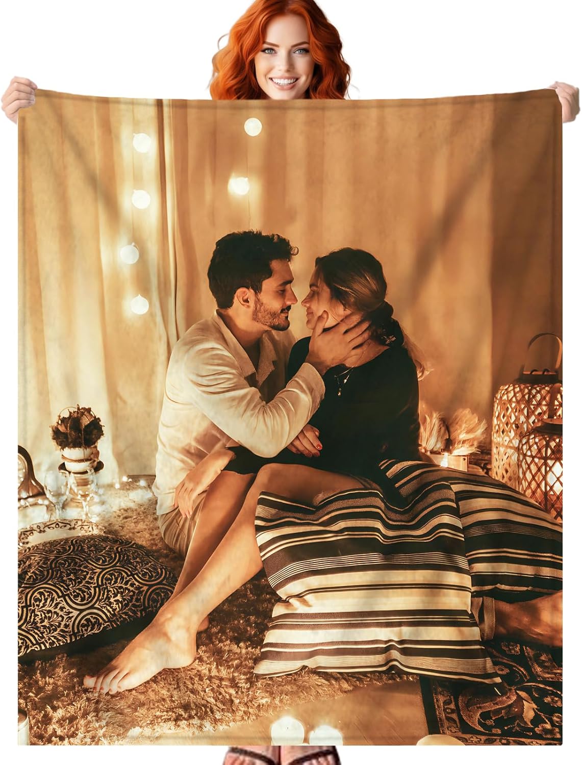 WNNNS Manta personalizada con 1 foto personalizada para San Valentín, cumpleaños, regalos personalizados para el día de San Valentín para pareja,