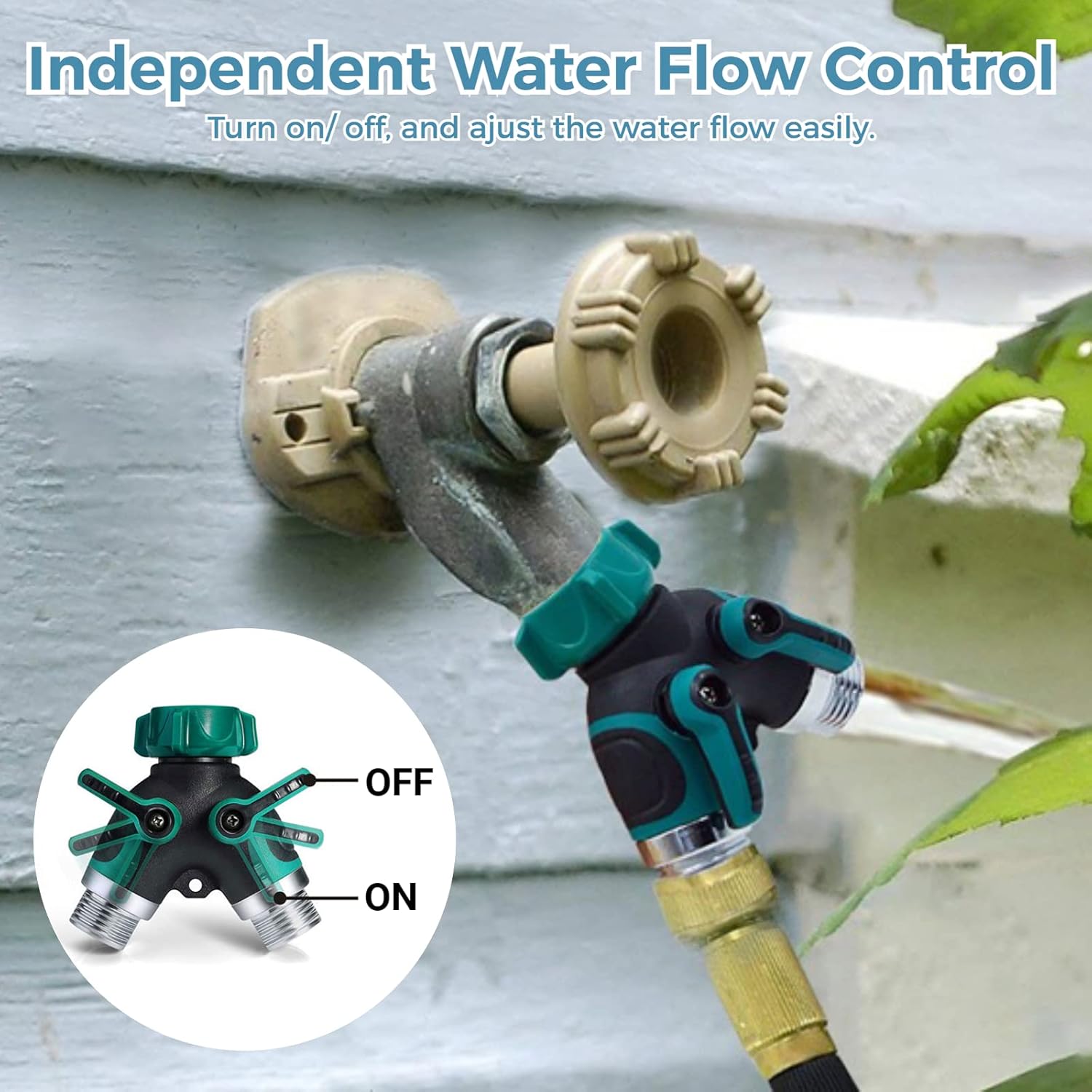 Homaisson Divisor de manguera de jardín de 2 vías, conector Y de grifo de agua de 34 pulgadas con 3 arandelas a prueba de fugas, divisor de manguera