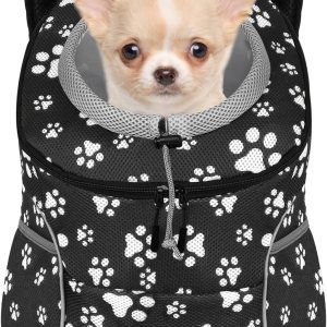 YESLAU Mochila transportadora para perros pequeños y medianos, bolsa de viaje, paquete frontal, transpirable, ajustable, con tiras reflectantes de YESLAU Mochila transportadora para perros pequeños y medianos, bolsa de viaje, paquete frontal, transpirable, ajustable, con tiras reflectantes de