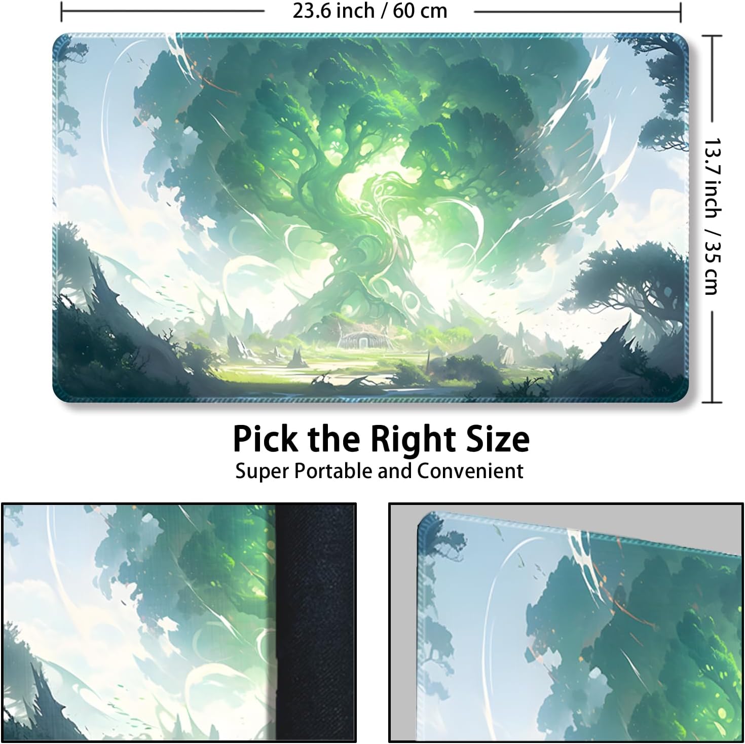 Malqiqi Tapete de juego para MTG, con bolsas de almacenamiento gratis, tapete de juego de 24 x 14 pulgadas, TCG y tapete de juego de mesa para