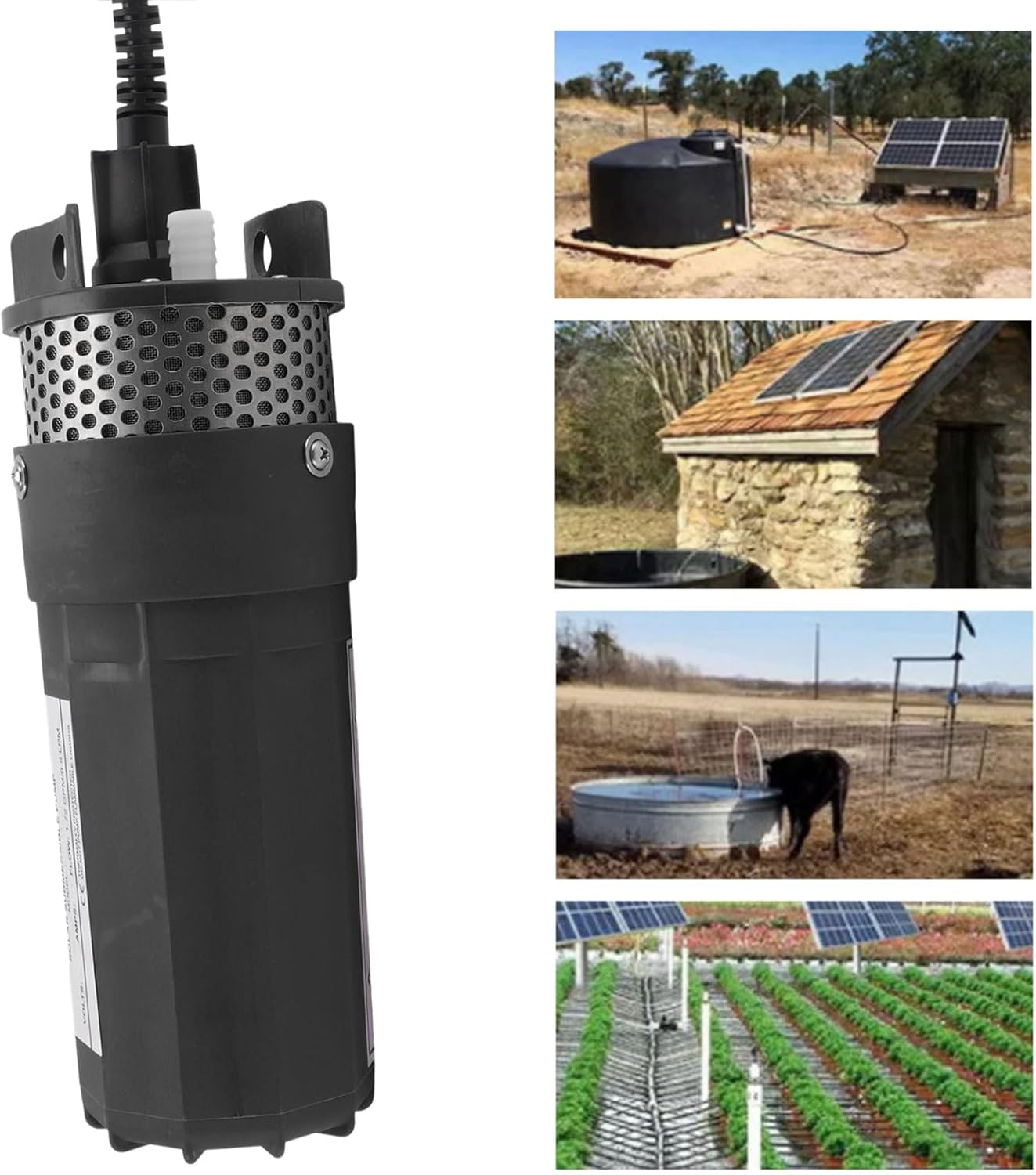 Bomba de agua sumergible de energía solar para pozos profundos de 230 pies, altura de bombeo 6.5L para estanque de riego, bomba de pozo DC 24V