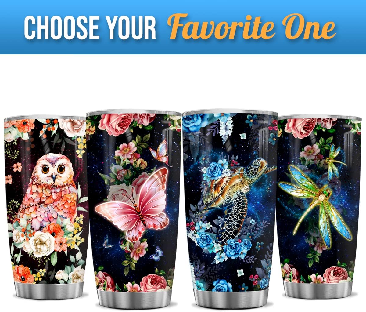 WASSMIN Vaso de mariposa personalizado con diseño de mariposas, regalos para mujeres, niñas, adolescentes, vasos aislados de acero inoxidable, taza