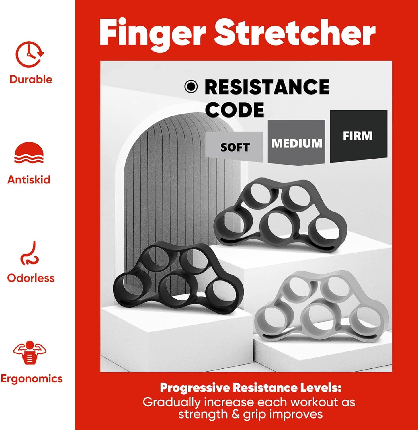 Fortalecedor de agarre de mano, agarre de mano de resistencia ajustable con diferentes estiradores de dedos de resistencia, juego de 5