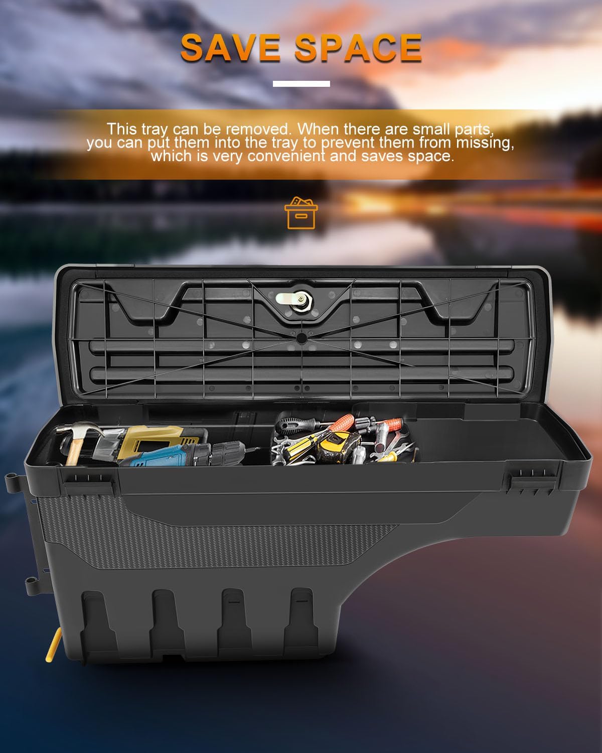 ROADFAR Reemplazo de caja de almacenamiento para caja de camioneta del lado izquierdo del conductor para Toyota Tundra 2007-2020, tapa con cerradura