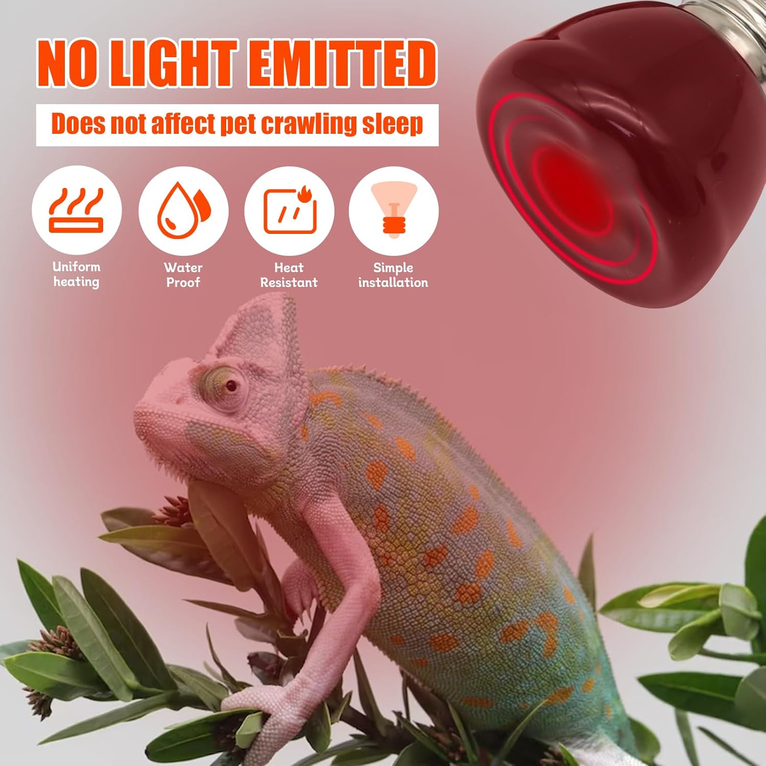 Mini lámpara de calor para reptiles, emisor de calor de cerámica infrarroja de 25 W, bombillas de calor de reptiles sin emisión de luz, lámpara de