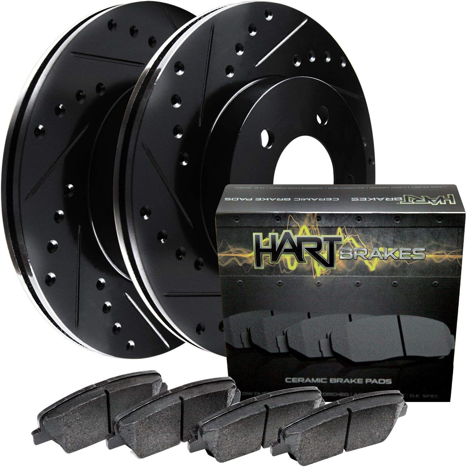 Hart Brakes Kit de frenos y rotores traseros  Pastillas de freno traseras Rotores y pastillas de freno  Pastillas de freno y rotores de cerámica