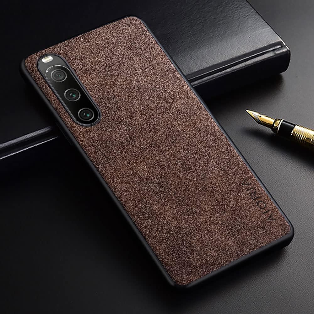 AIORIA Funda de cuero premium para Sony Xperia 10 V, diseño retro para Sony Xperia 10 V 5G (café)