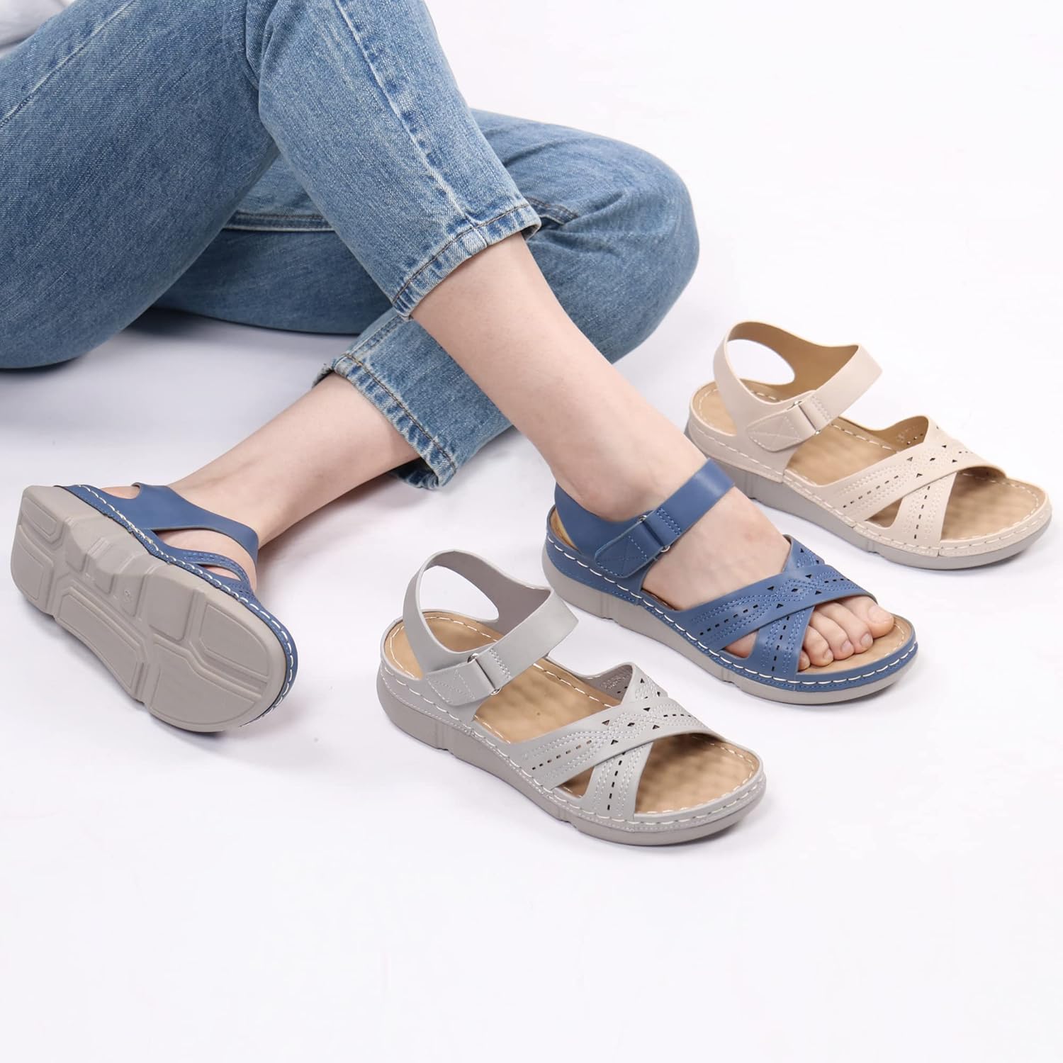 Ortho+rest Sandalias ortopédicas para mujer, con soporte de arco, cómodas sandalias ortopédicas para caminar