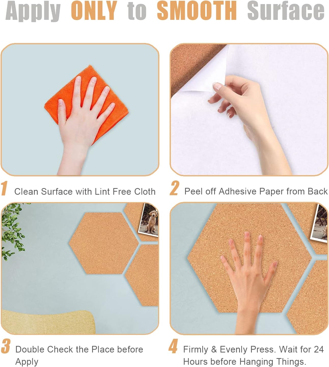 Tablero de anuncios de corcho hexagonal, tableros de corcho pequeños de 12 pulgada de grosor para paredes, azulejos de corcho autoadhesivos para