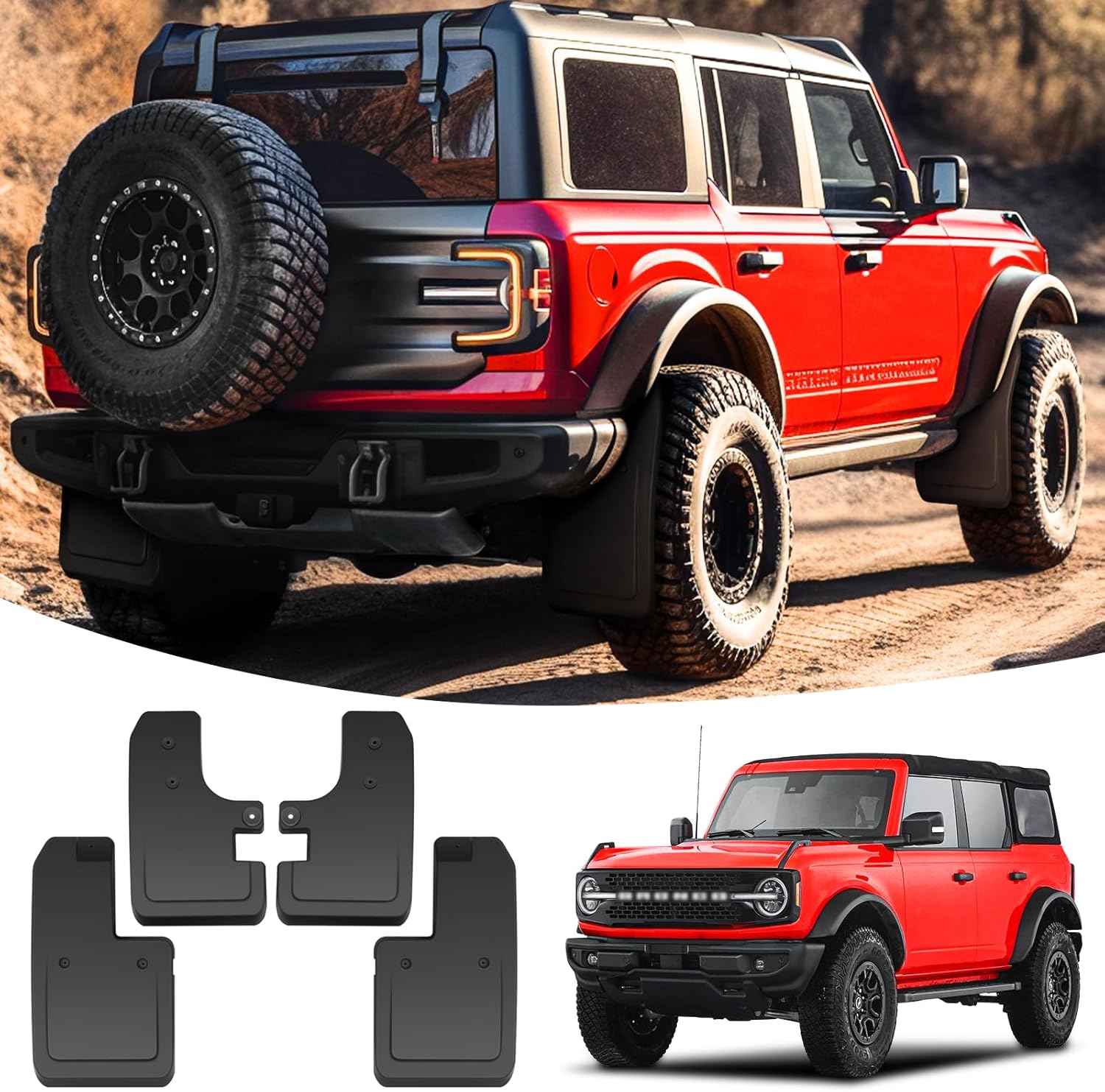 LEPZ Aletas de barro para accesorios Ford Bronco 2021 2022 2023, protectores contra salpicaduras fáciles de instalar para accesorios exteriores