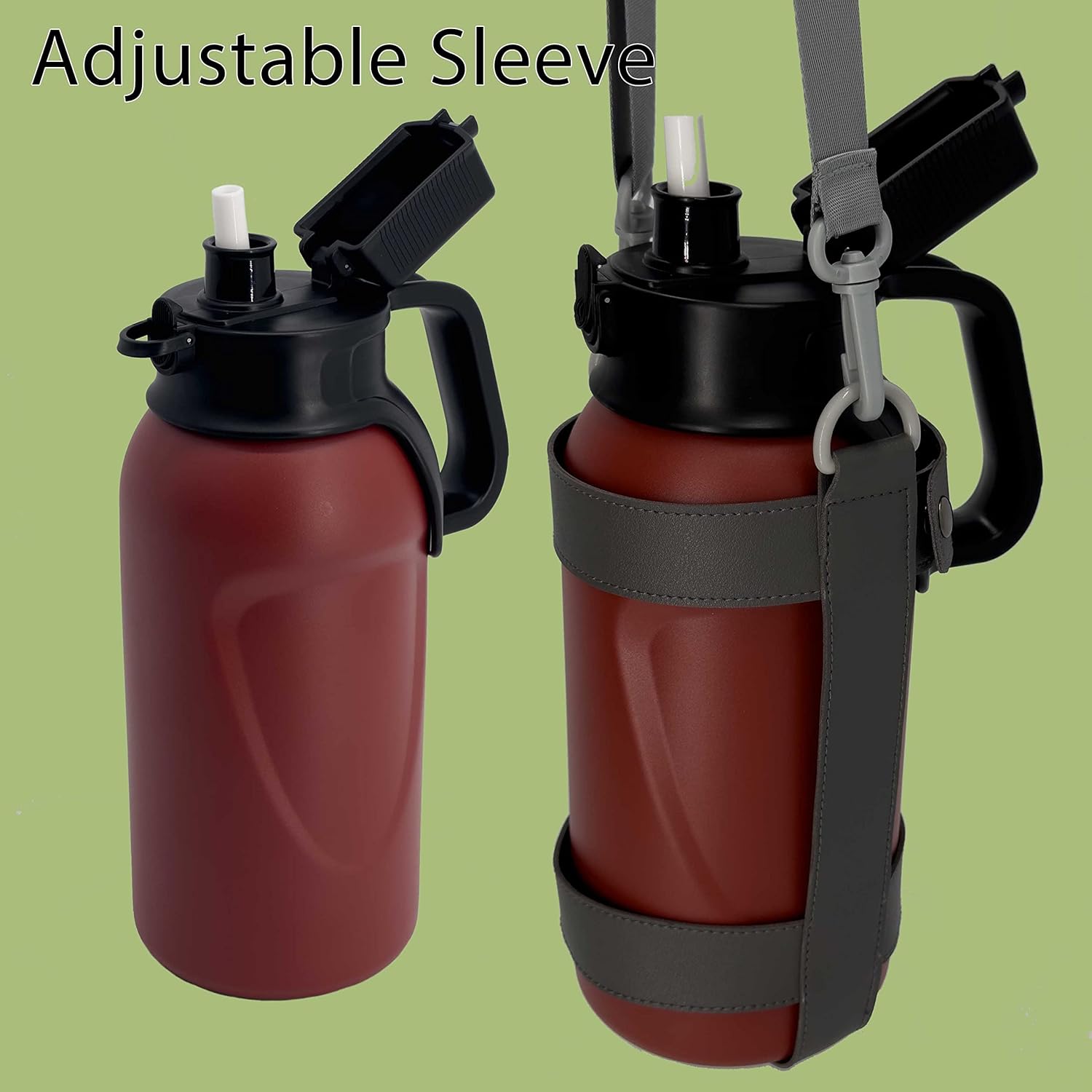 Botellas de agua para deportes al aire libre con doble pared de acero inoxidable de 46 onzas, 1.3 L, con aislamiento de boca ancha, popote y funda