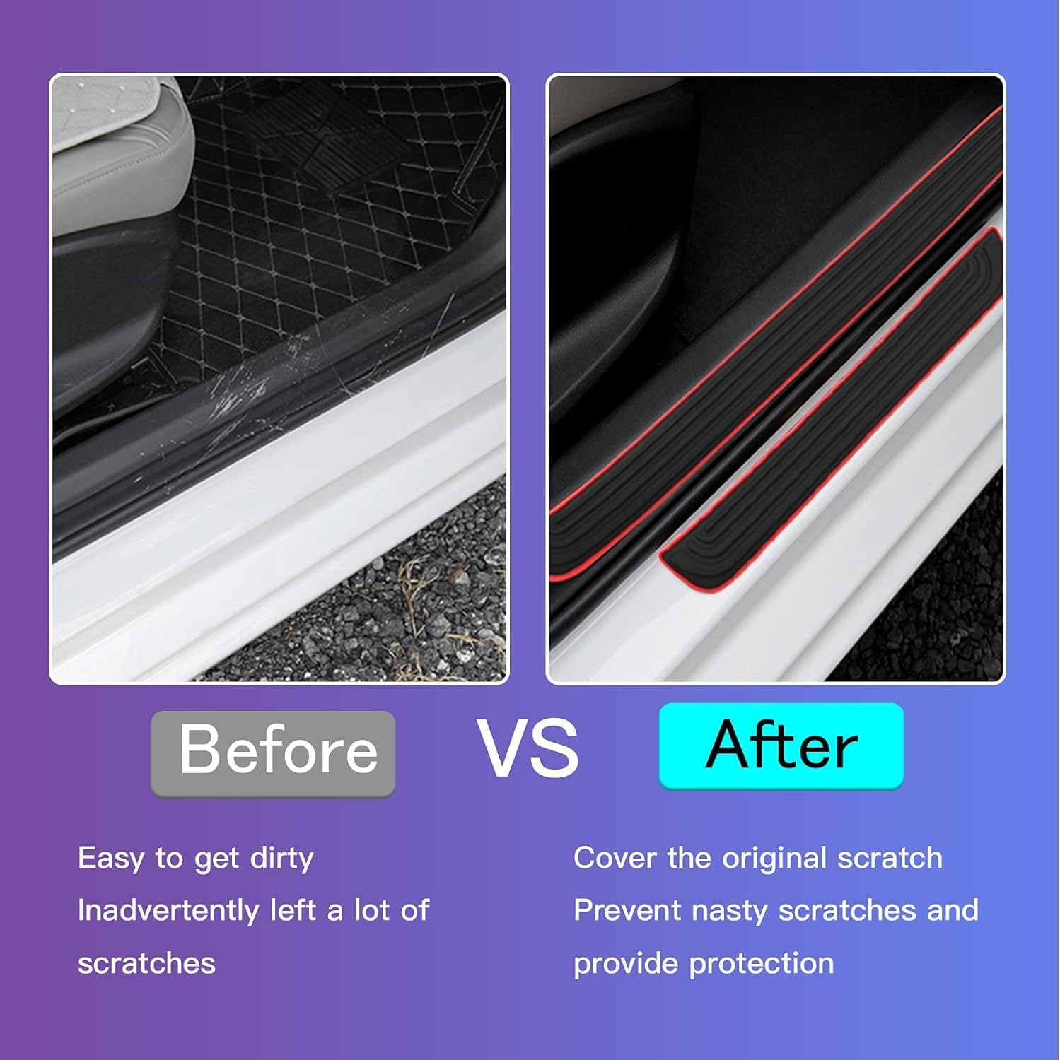 W-POWER Protectores de placa para umbral de puerta de automóvil  Protectores universales de entrada para umbral de puerta, panel protector de