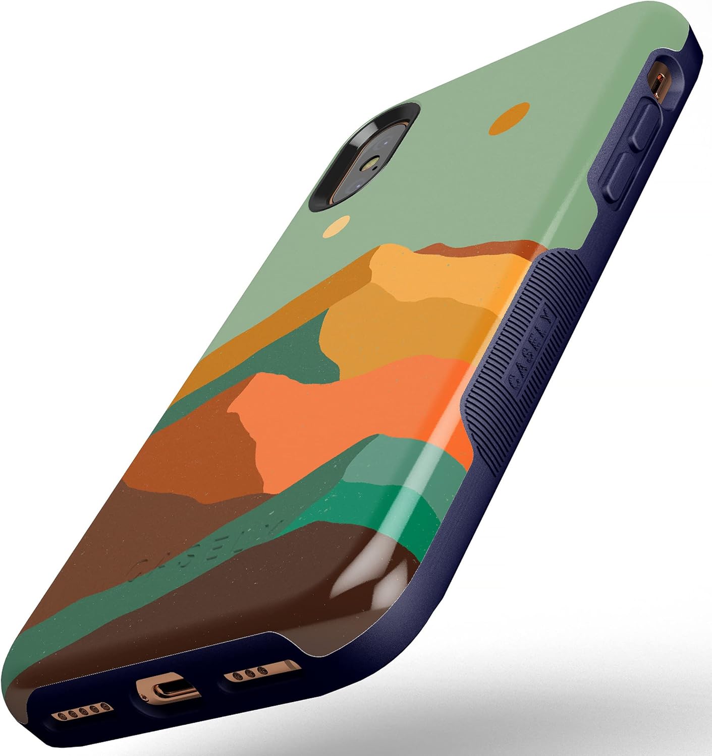 Casely Funda para iPhone XXS  Endless Peaks  Funda de montaña con bloques de color
