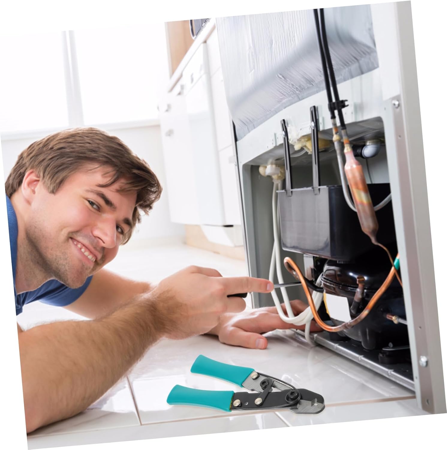 TEHAUX Tijeras capilares Herramientas de eliminación de aire acondicionado Tijeras de reparación de aire acondicionado Tijeras Abrazadera de