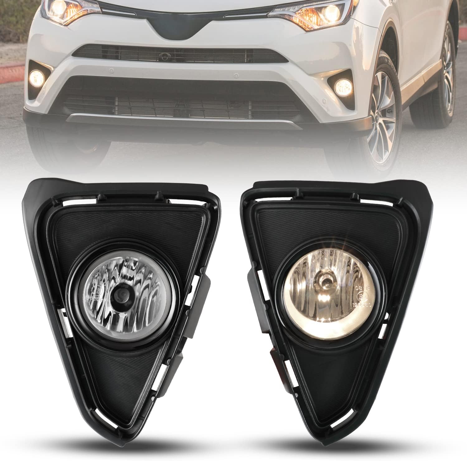 CPW Conjunto de luces antiniebla compatible con Toyota RAV4 2016-2018, par de luces antiniebla de conducción de lente transparente, juego de
