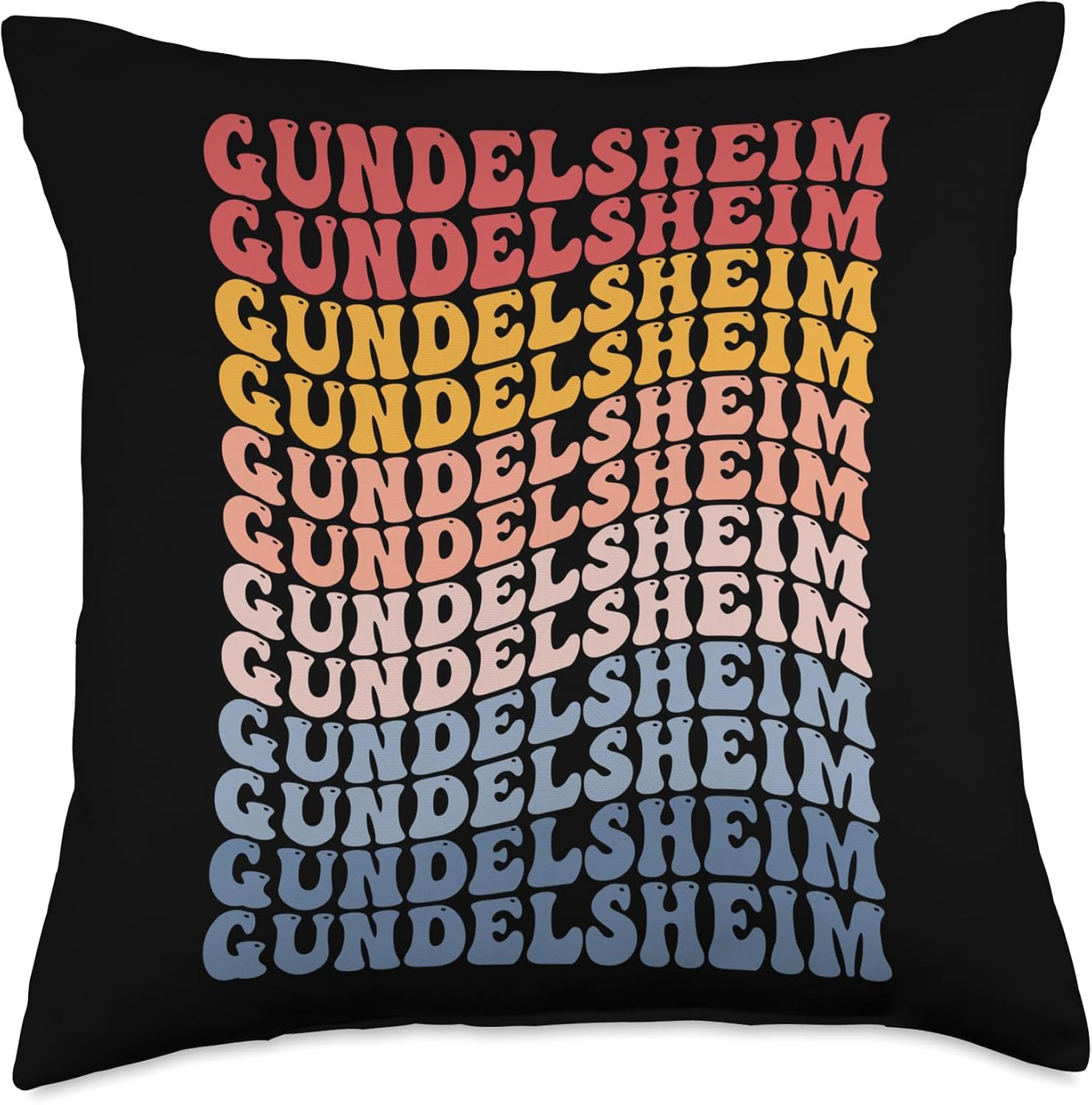 Gundelsheim City Groovy Retro Throw Pillow, 18×18, Multicolor