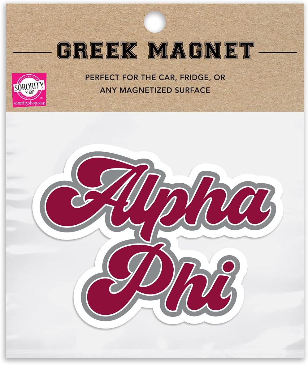 Alpha Phi – Juego de 2 imanes para coche de Sorority Retro Sorority (extraíbles, sin residuos)