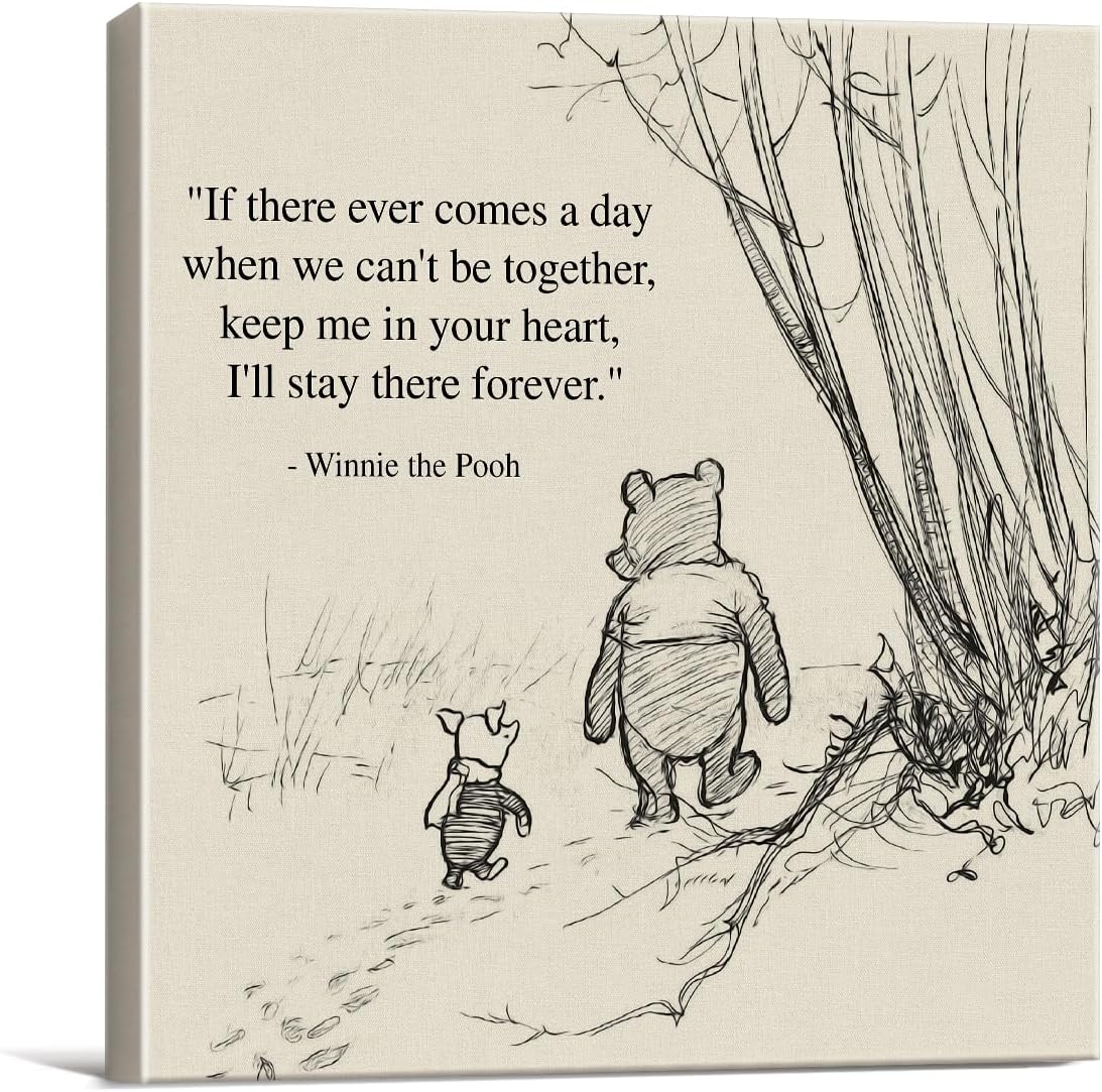 Arte de pared clásico con cita de Winnie the Pooh, arte retro con texto en inglés “If There Ever Comes a Day” (If There Ever Comes a Day Sayings),