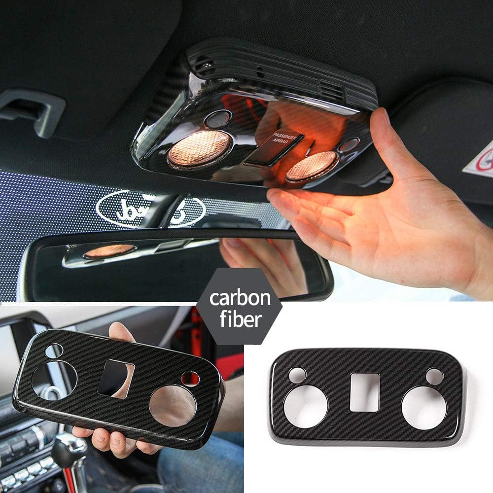 JeCar Para Mustang Fibra de Carbono Interior Techo Luz de Lectura Cubierta de Lámpara Accesorios para Ford Mustang 2015-2023