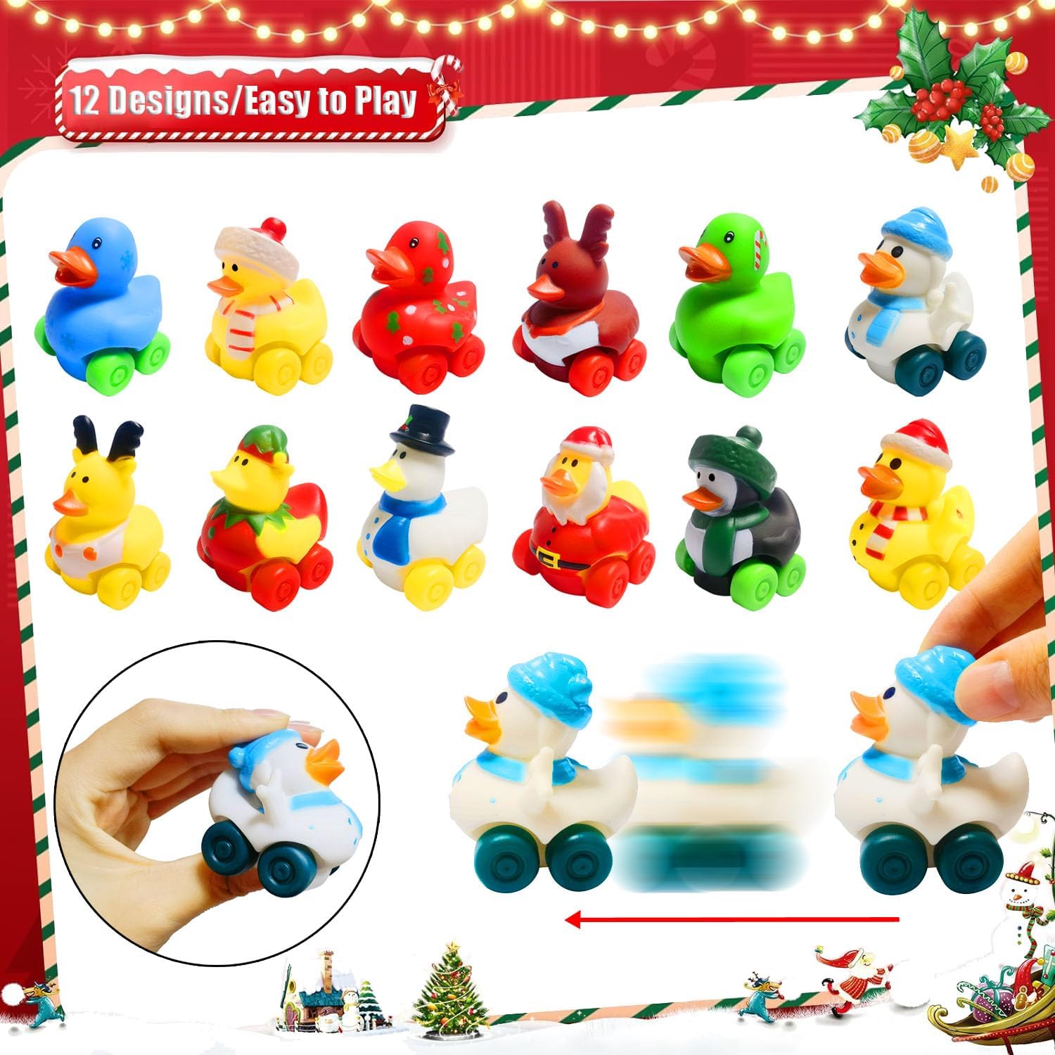 Cherislpy 12 piezas de autos de goma de Navidad de juguete de baño suaves para bebés, niños, niñas, niños, regalos de cumpleaños, recuerdos de
