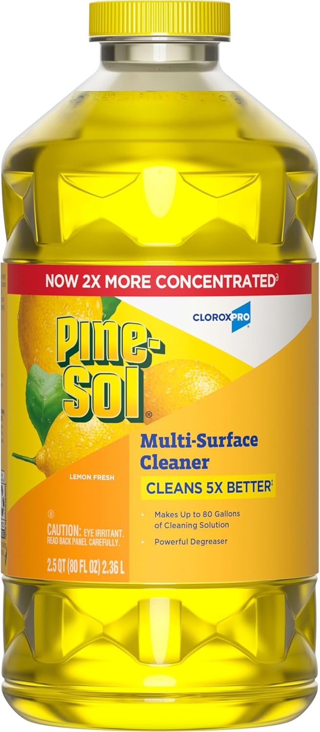Pine-Sol Limpiador multisuperficie, CloroxPro, fórmula concentrada 2x, limón fresco, 80 onzas líquidas