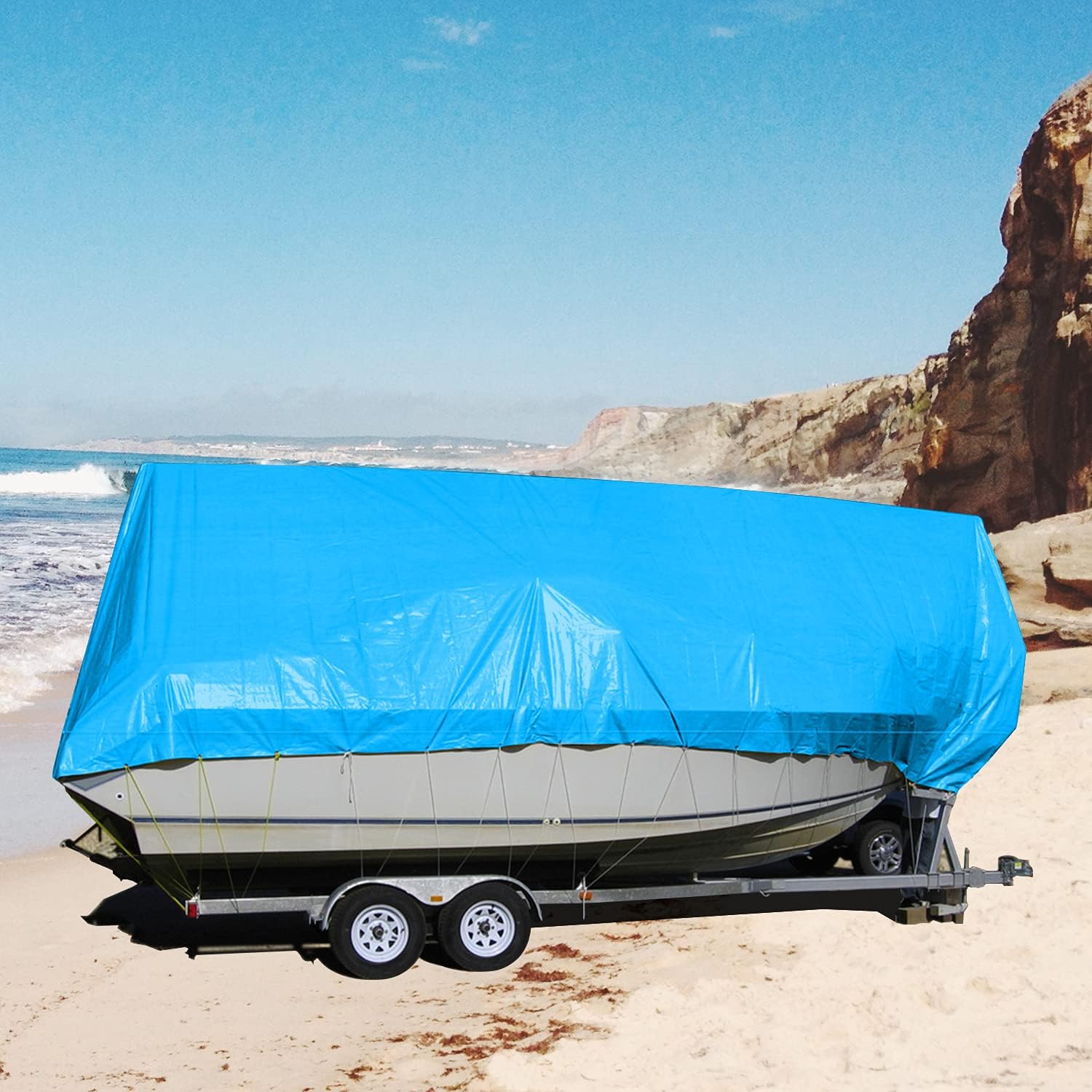 COARBOR Lona impermeable de 5 x 7 pies, protección de 0.197in, cubierta de piscina para barco al aire libre, caravana, color azul