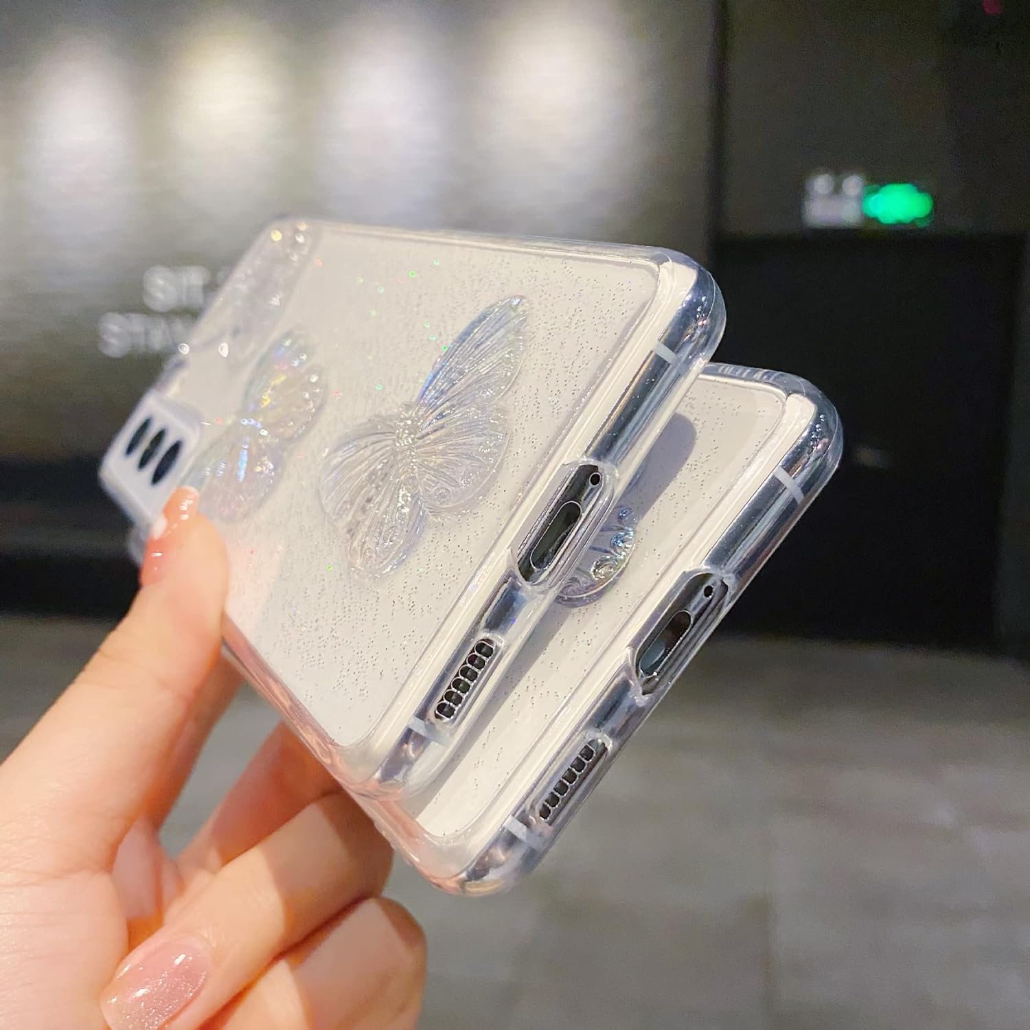 LXXZBC Funda delgada y transparente para Samsung Galaxy S20 Ultra, diseño de mariposa 3D para mujeres y niñas, a la moda, brillante, suave,