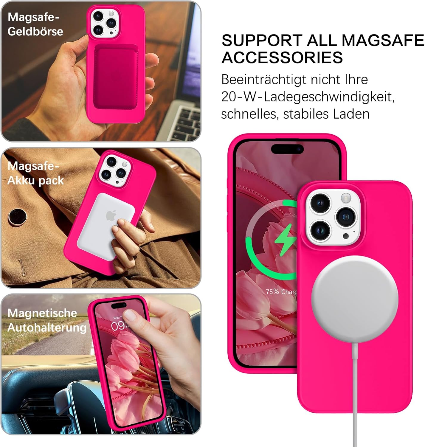 BENTOBEN Funda magnética para iPhone 14 Pro compatible con Magsafe Slim Fit de silicona suave de gel de goma a prueba de golpes con forro de