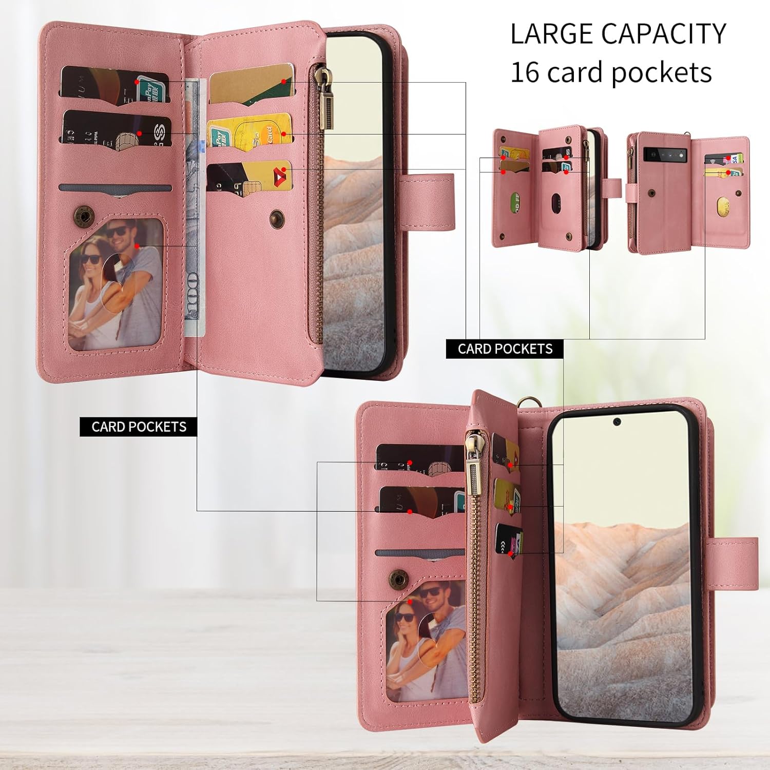 Asuwish Funda para teléfono para Google Pixel 6 Pro con protector de pantalla de vidrio templado y correa para la muñeca, soporte para tarjeta de