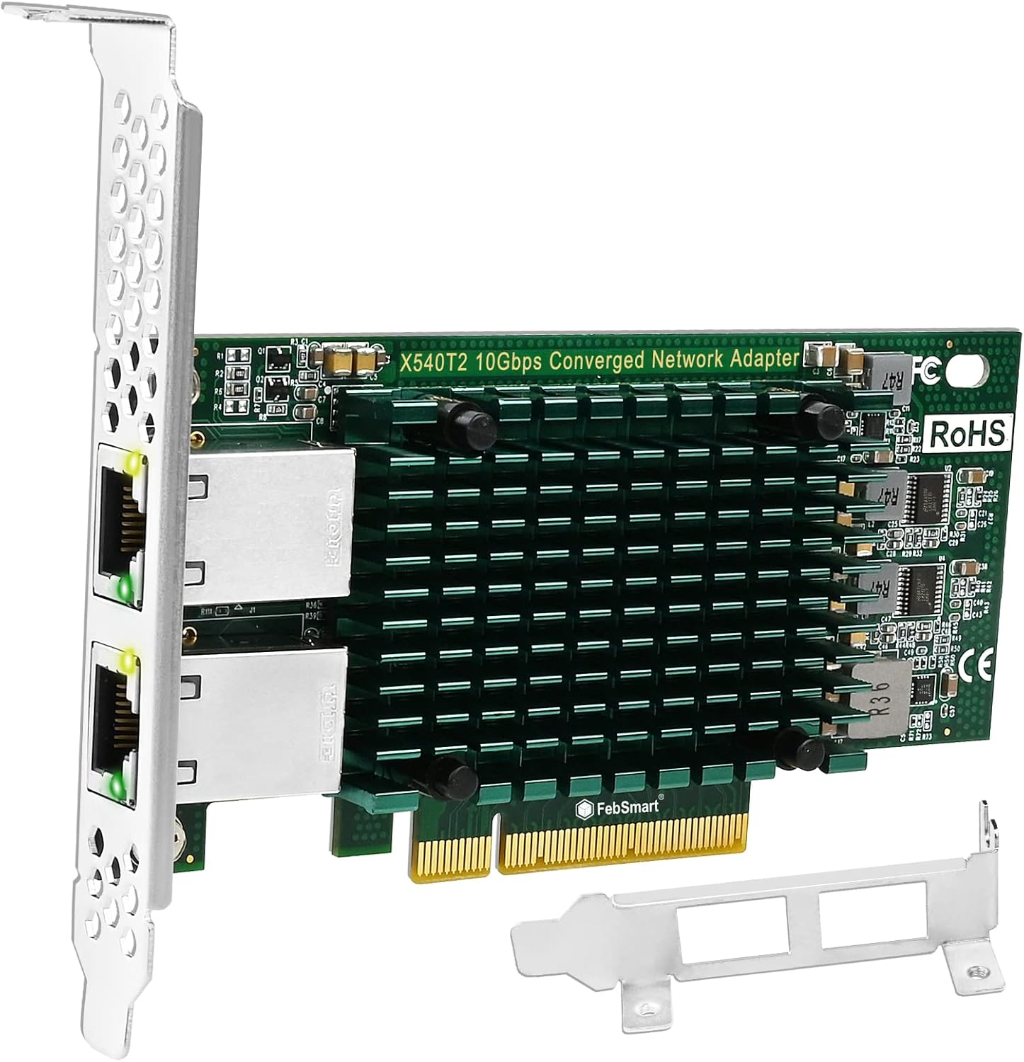 FebSmart Interfaz PCIE X8 a 2 puertos RJ45 de 10 Gbps, controlador Ethernet Intel X540-AT2, 2 tarjetas NIC PCIE de interfaz RJ45 de 10GbE, adaptador