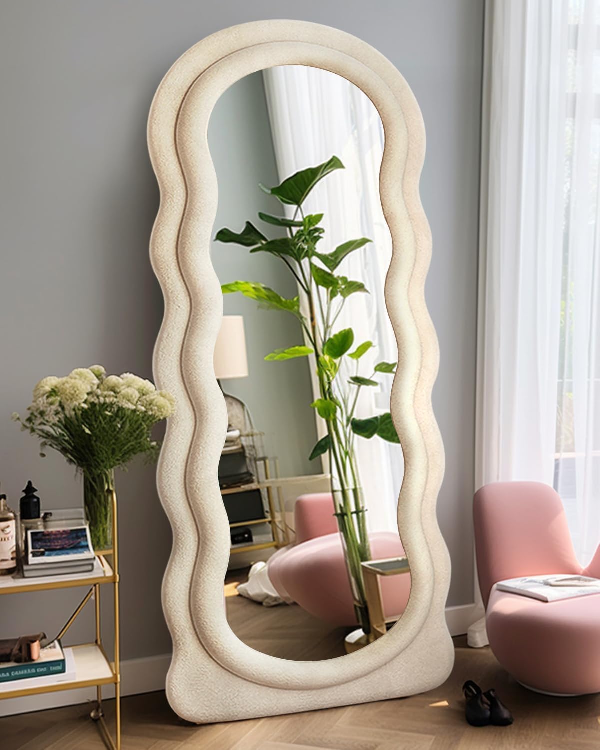 Espejo de longitud completa, espejo de suelo con soporte, espejo de piso para bebé, espejo de pared de longitud completa, espejo de pie de 71 x 30