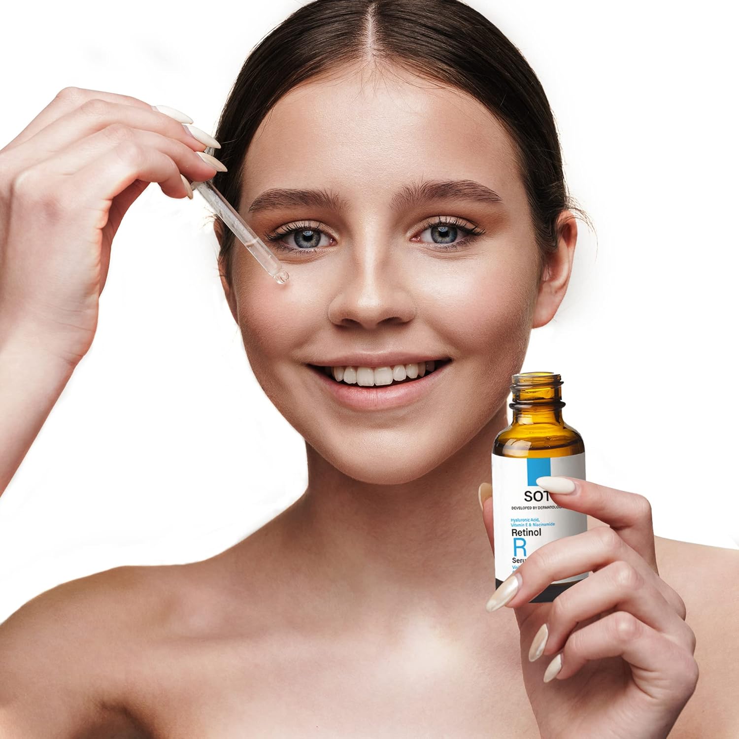 Suero de retinol para cara al 2.5% con niacinamida, ácido hialurónico y vitamina E. Suero facial antienvejecimiento para líneas, arrugas, manchas de